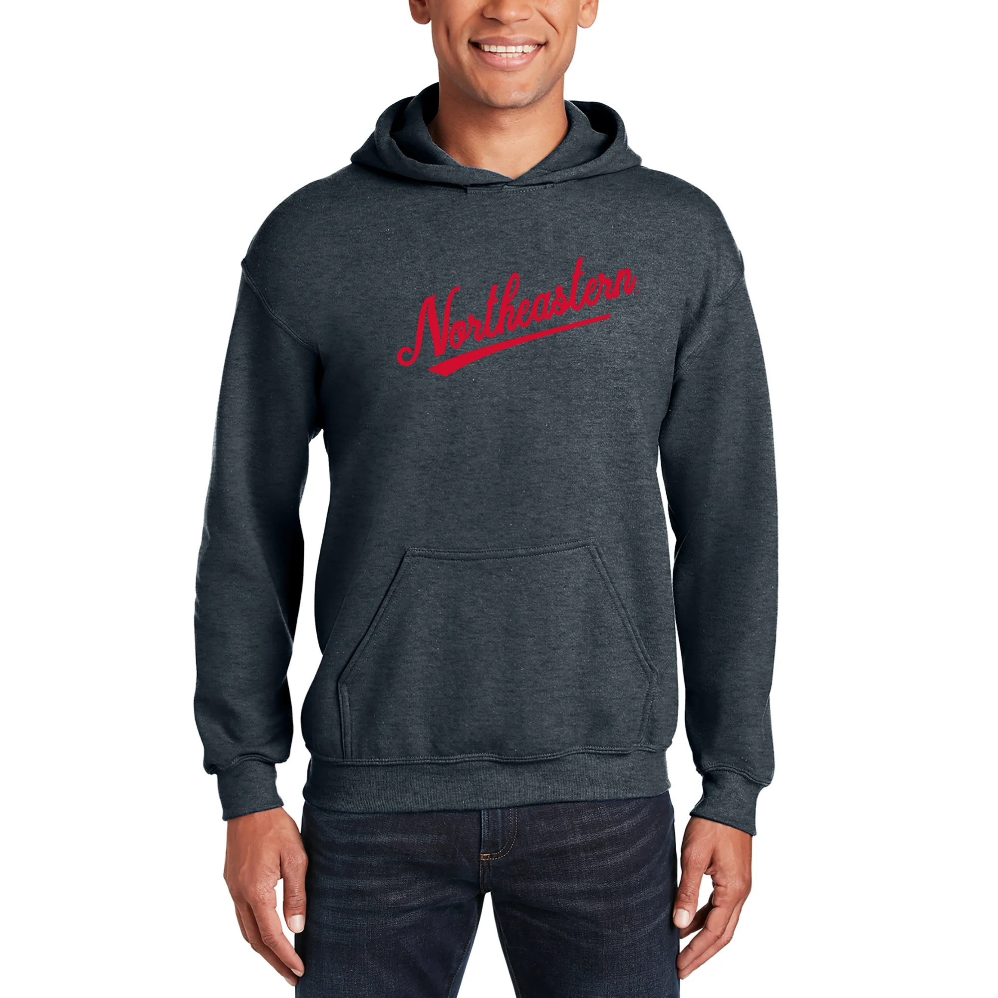 Northeastern University Script Logo Hoodie - Dark Heather - Image 3