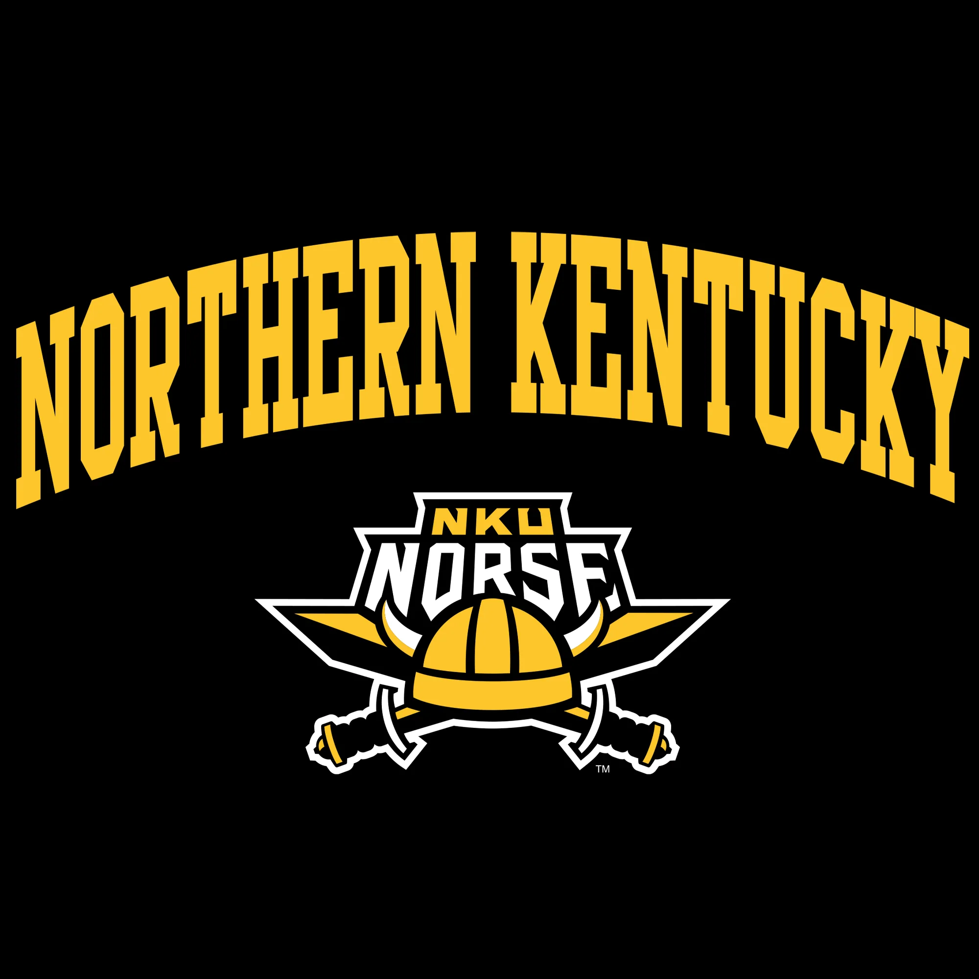 Northern Kentucky University Norse Arch Logo Long Sleeve T Shirt - Black - Image 2