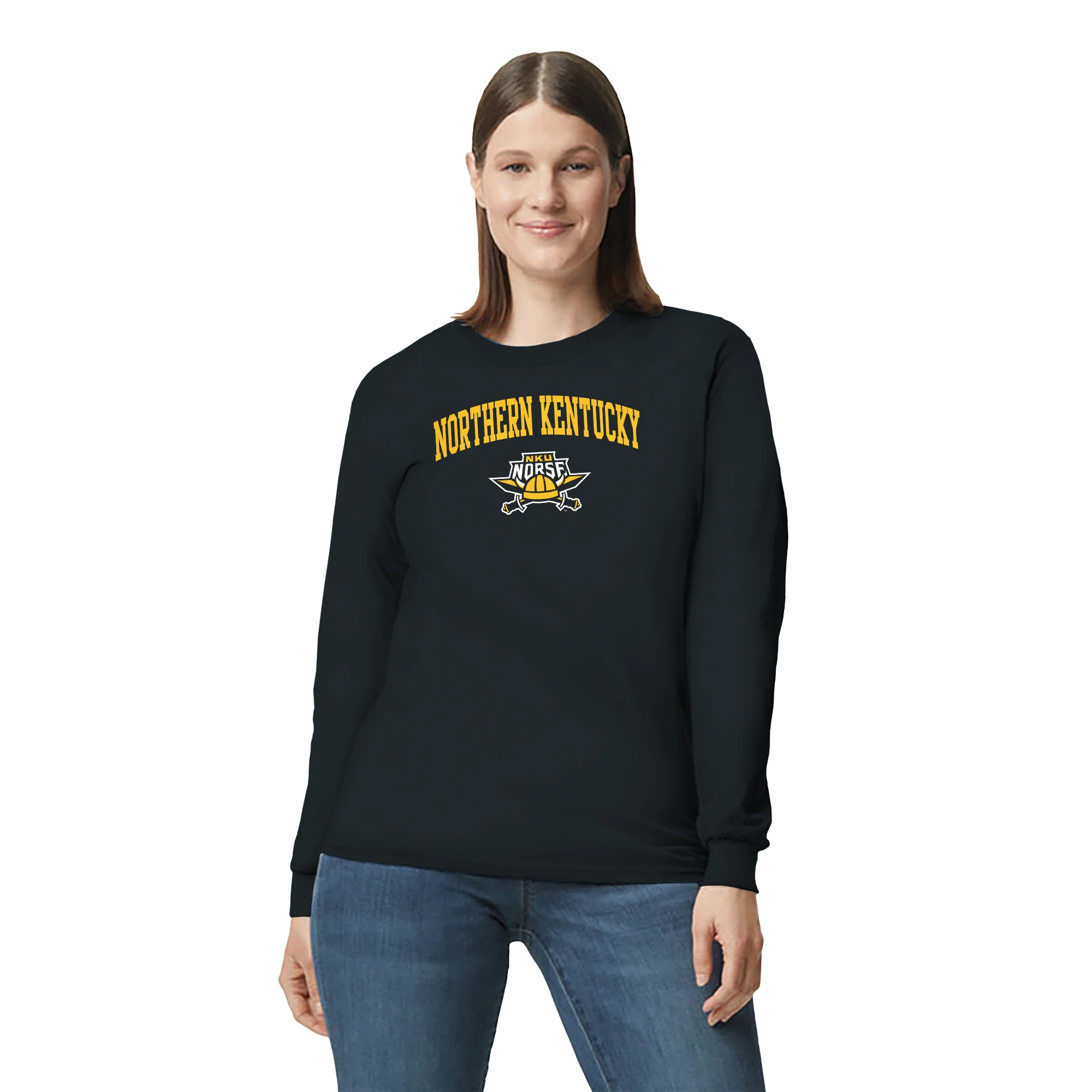 Northern Kentucky University Norse Arch Logo Long Sleeve T Shirt - Black - Image 4