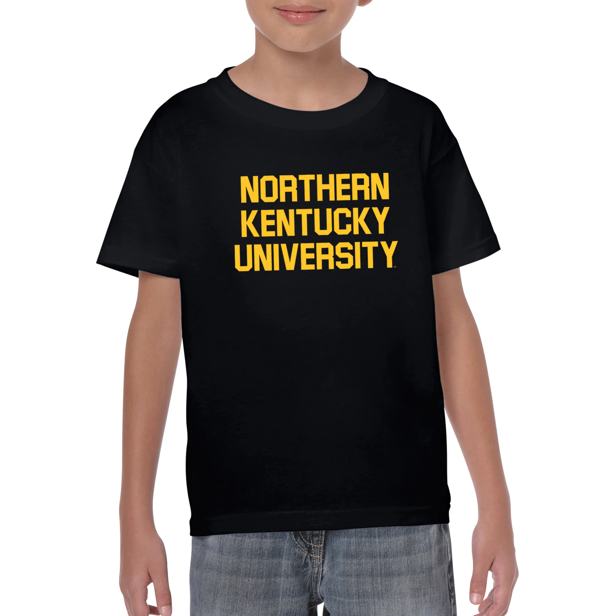 Northern Kentucky University Norse Basic Block Youth Short Sleeve T Shirt - Black - Image 3