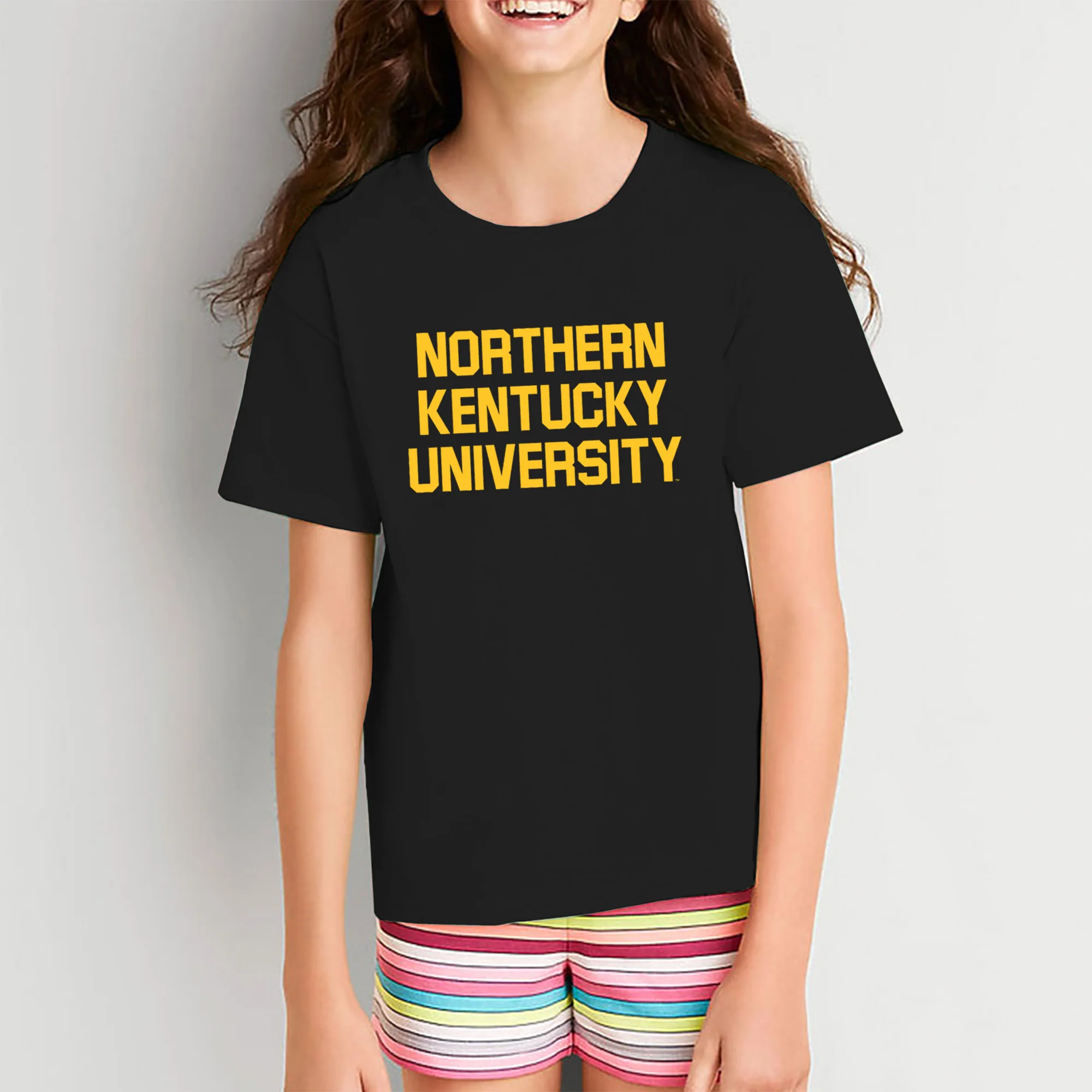 Northern Kentucky University Norse Basic Block Youth Short Sleeve T Shirt - Black - Image 4