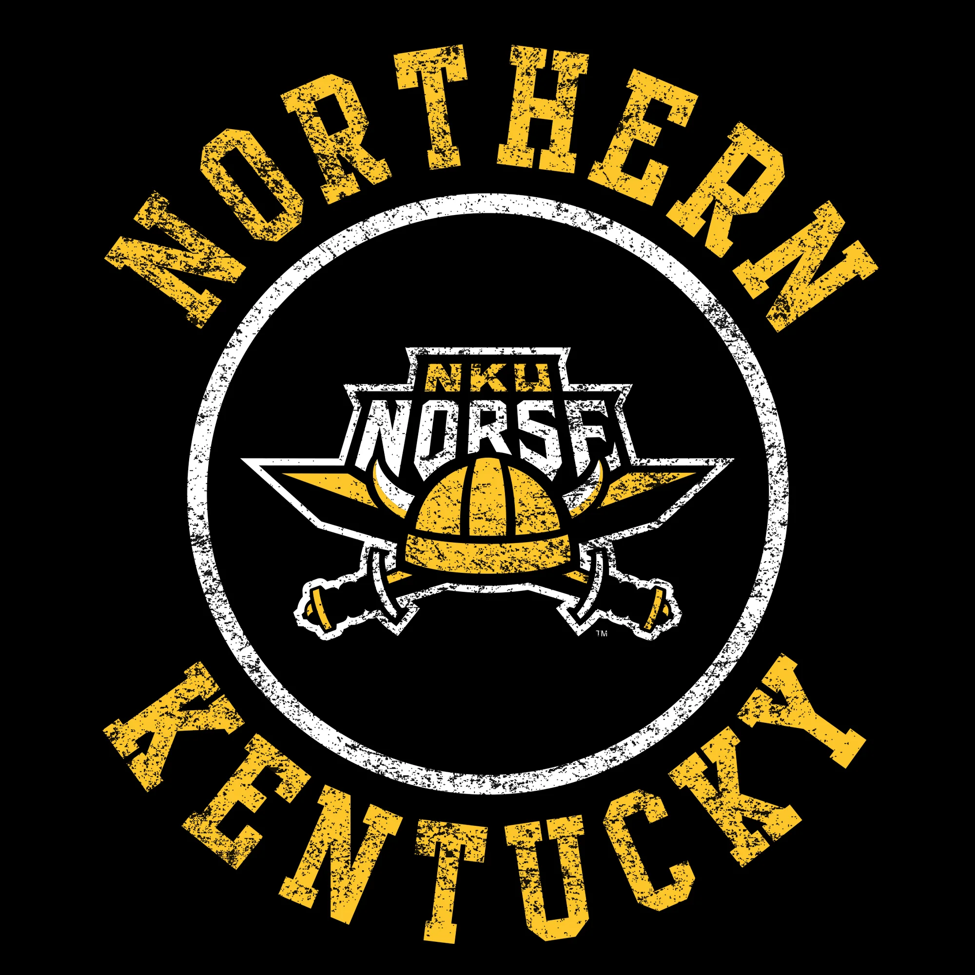 Northern Kentucky University Norse Distressed Circle Logo Short Sleeve T Shirt - Black - Image 2