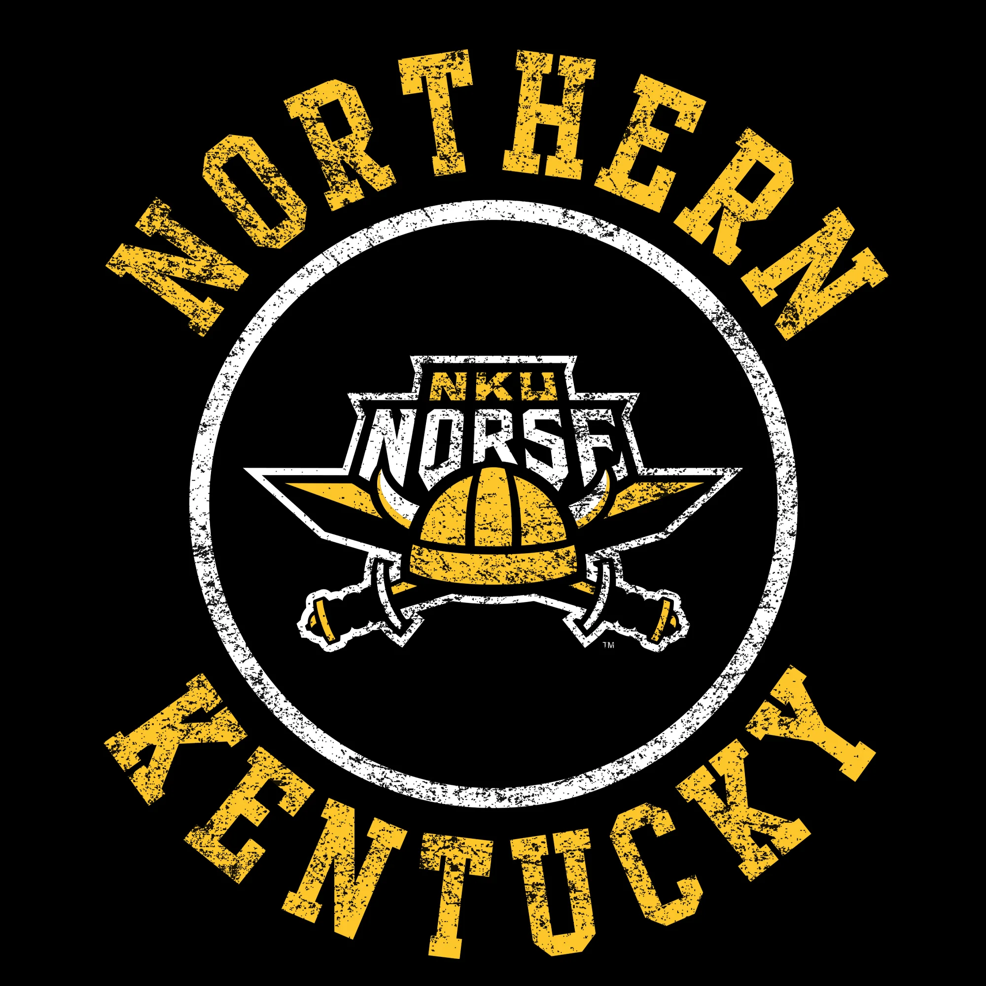 Northern Kentucky University Norse Distressed Circle Logo Womens Short Sleeve T Shirt - Black - Image 2