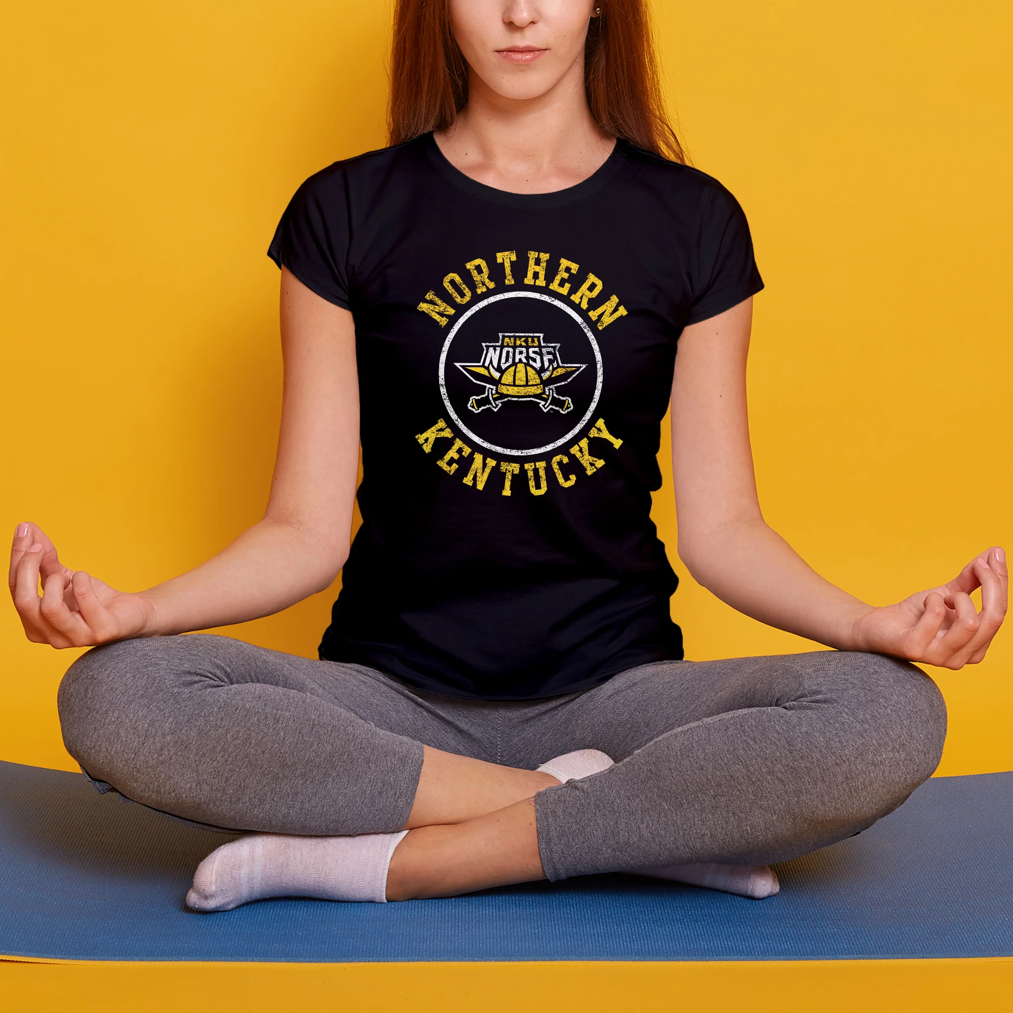 Northern Kentucky University Norse Distressed Circle Logo Womens Short Sleeve T Shirt - Black - Image 4
