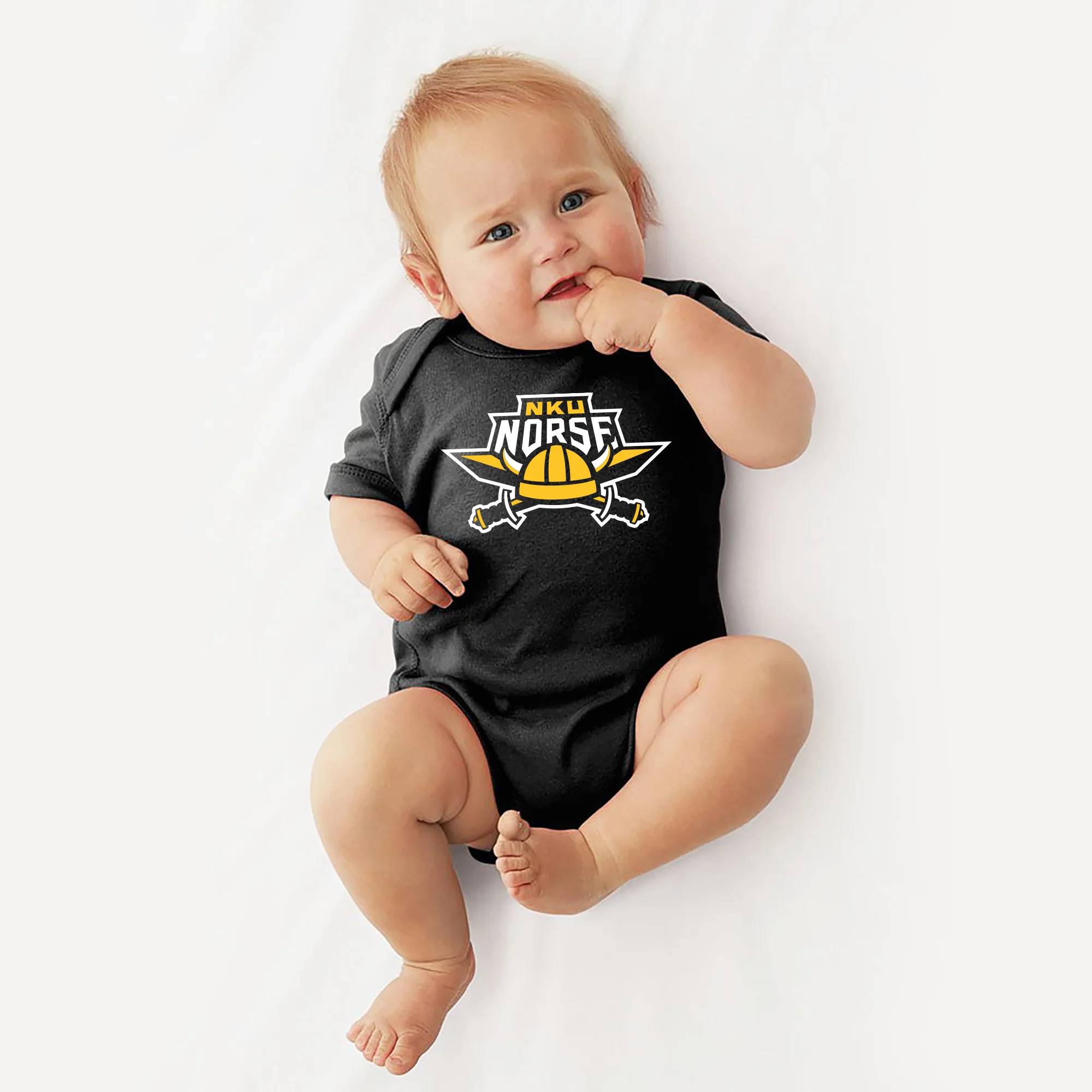 Northern Kentucky University Norse Primary Logo Infant Creeper - Black - Image 4
