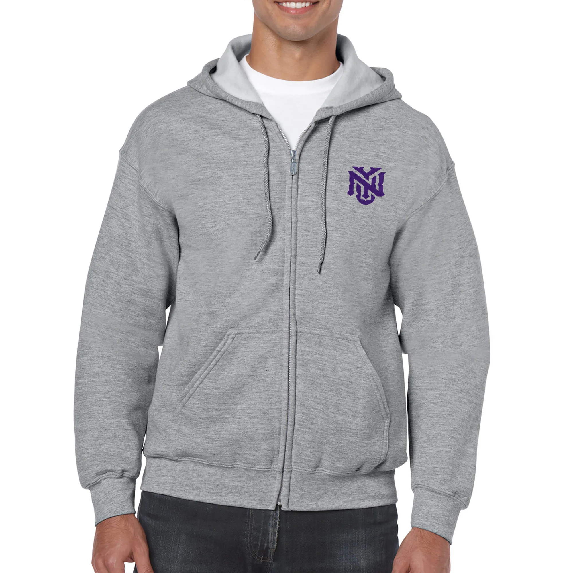 NYU Primary Logo LC EMB Full Zip Hoodie - Image 4