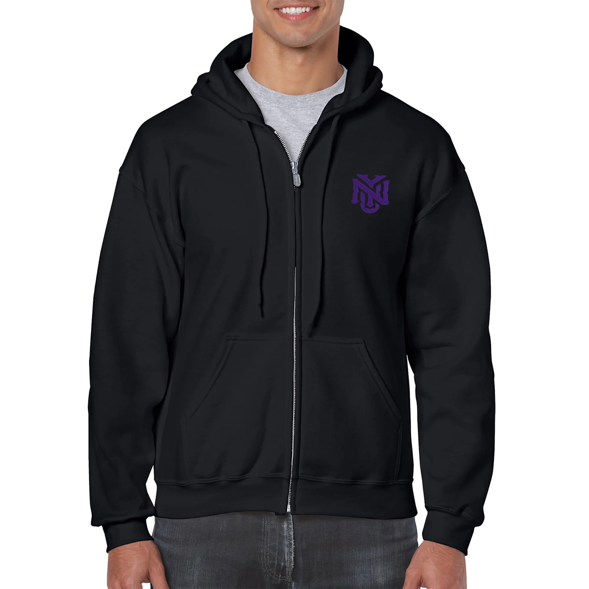 NYU Primary Logo LC EMB Full Zip Hoodie - Image 6