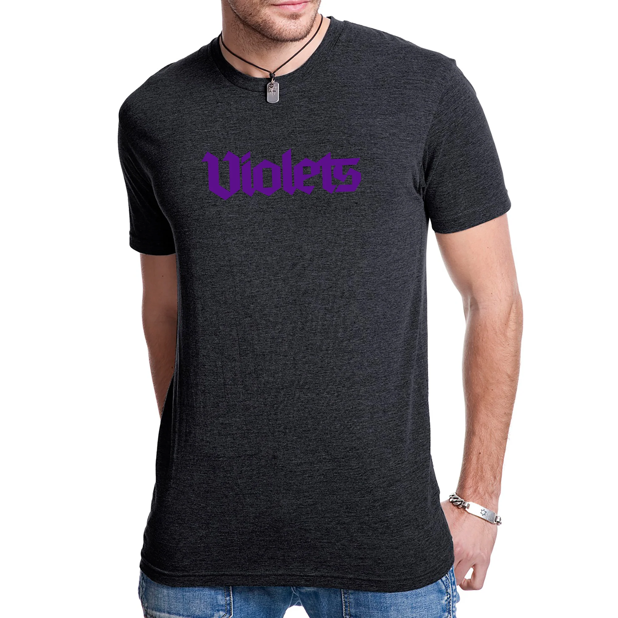 NYU Violets Wordmark Triblend T-Shirt - Image 9