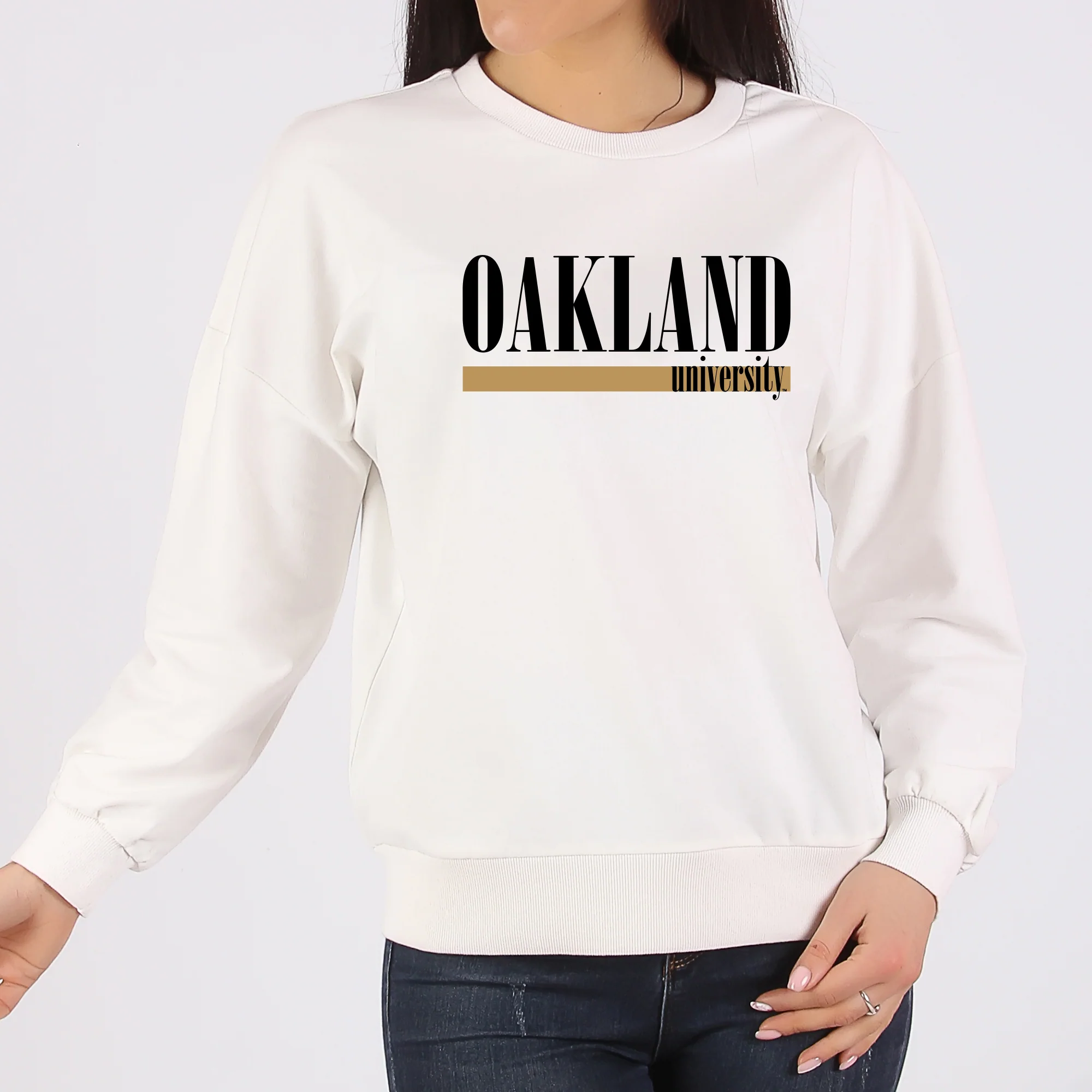 Oakland University Boldline Crewneck - White - Image 4