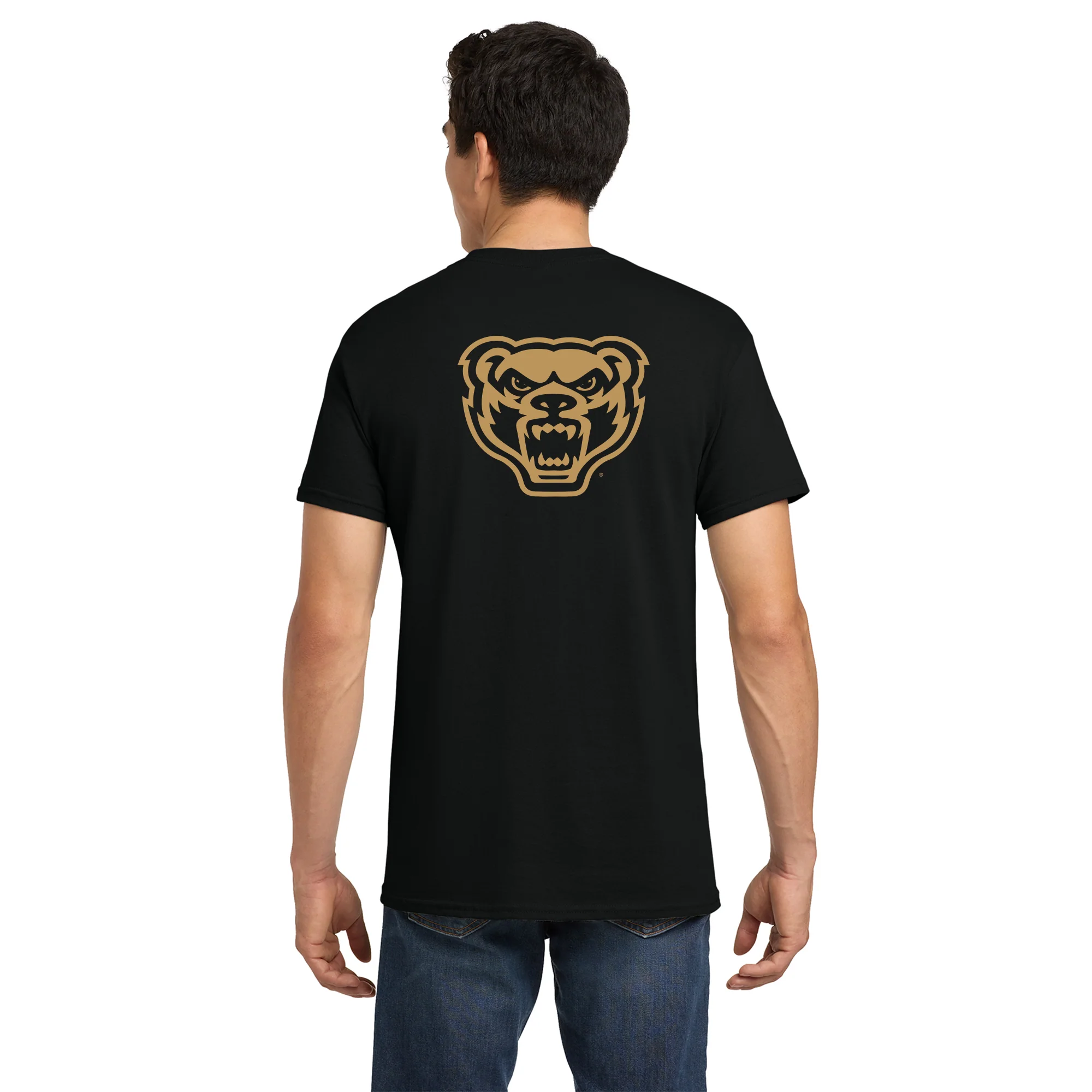 Oakland University Front and Back Print T-Shirt - Black - Image 5