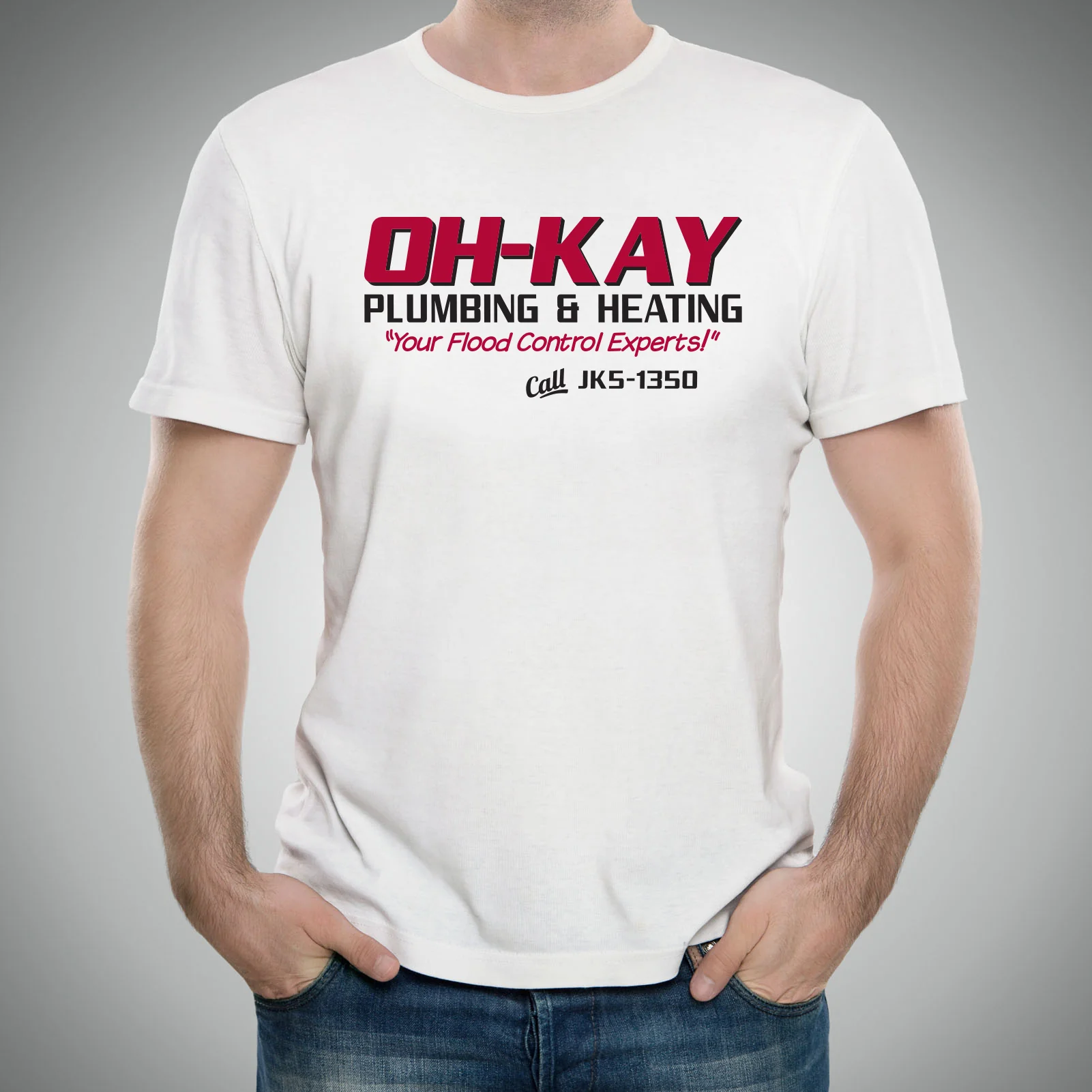Oh-Kay Plumbing & Heating - Funny, Wet Bandits, Alone at Home, Christmas Movie T Shirt - White - Image 4