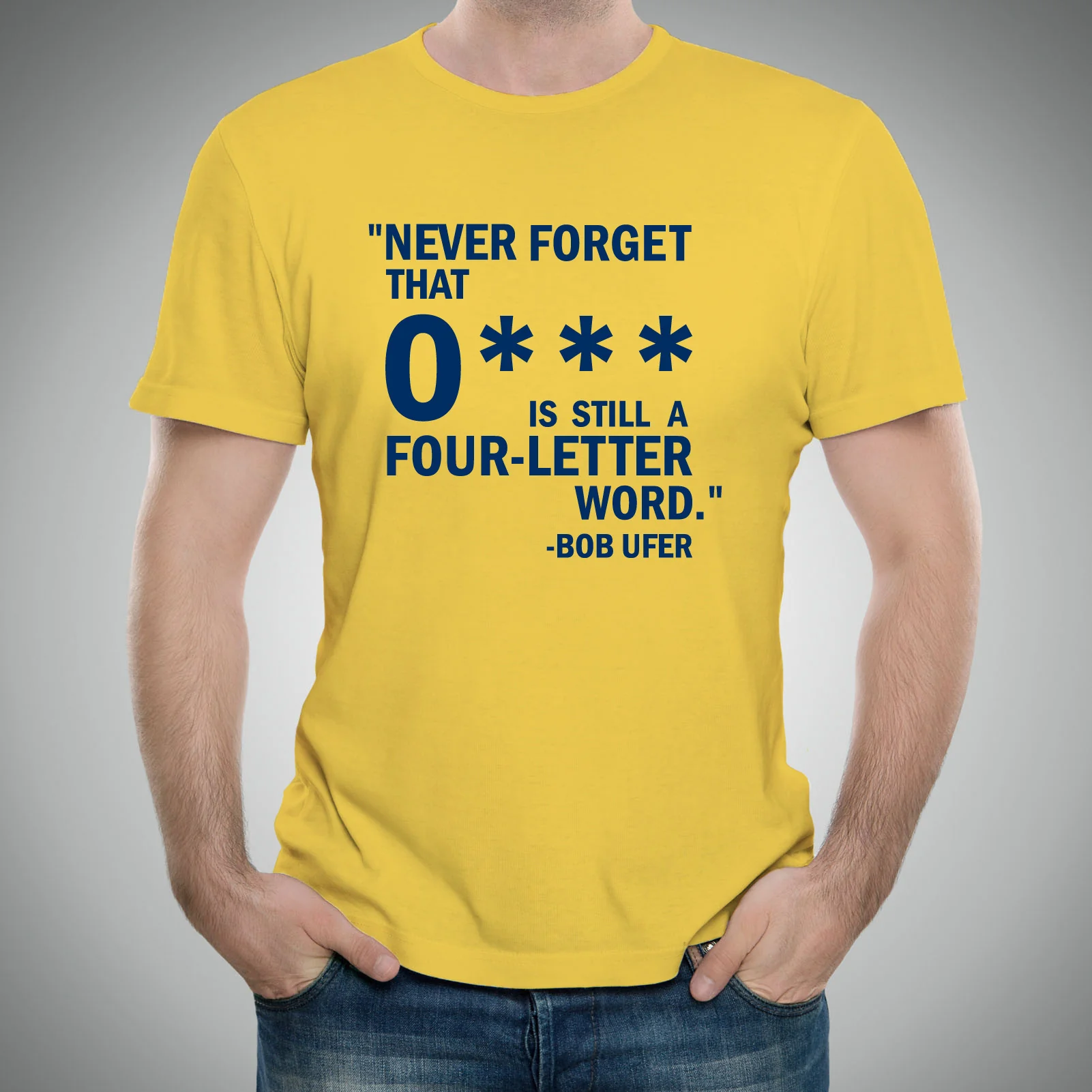 Ohio 4 Letter Word Michigan Basic Cotton Short Sleeve T Shirt - Maize - Image 3