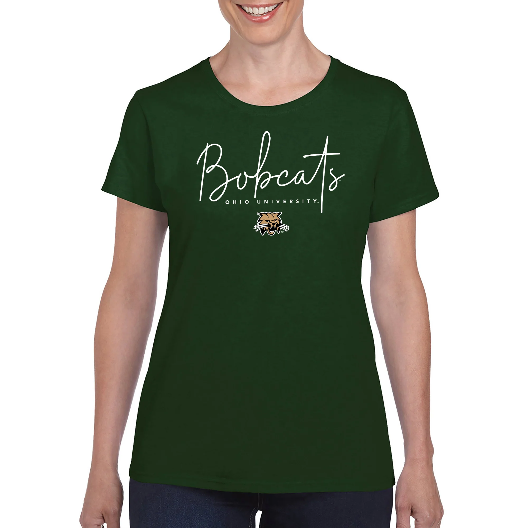Ohio University Thin Script Women's T-Shirt - Forest - Image 3