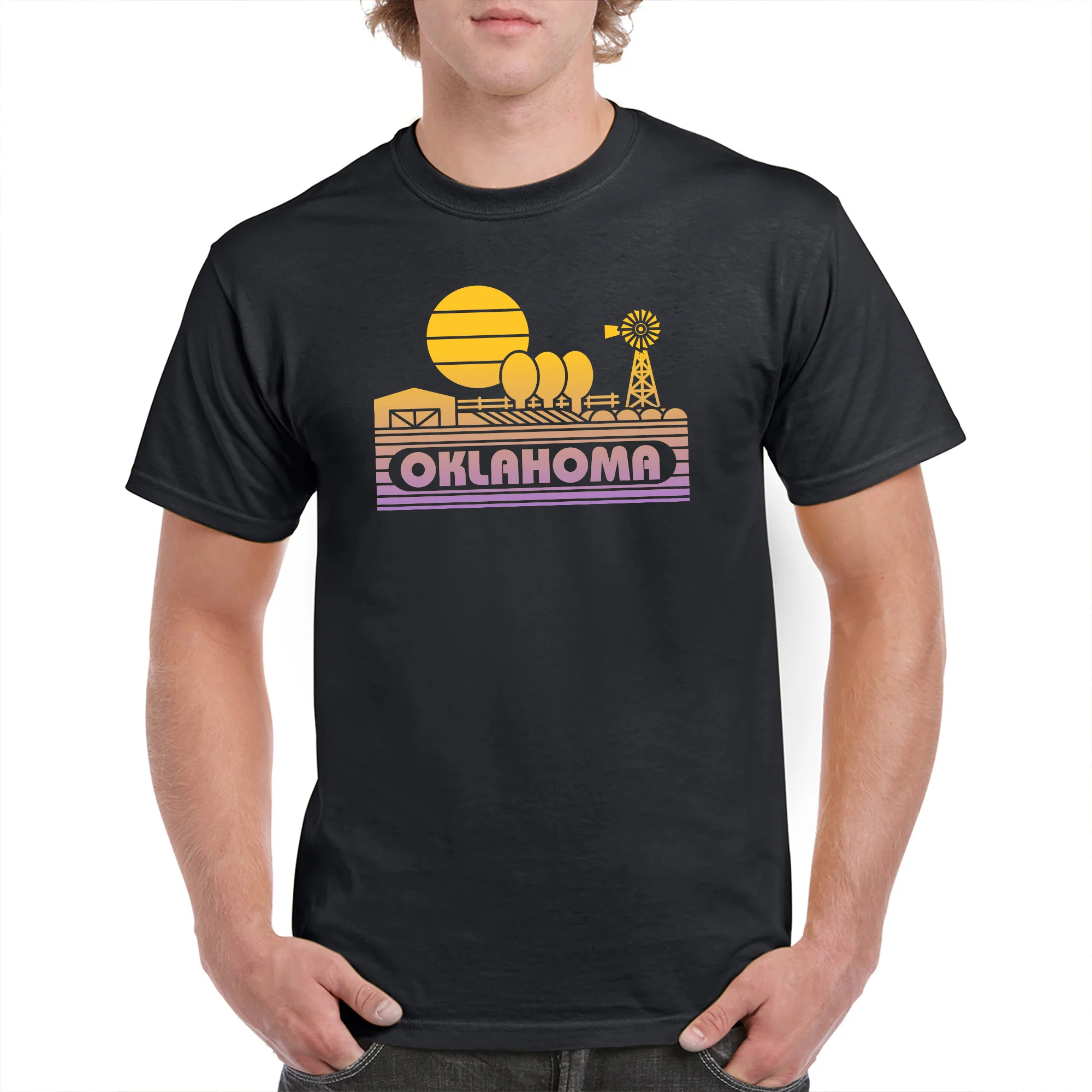 Oklahoma Groovy Sunset T-Shirt - Black - Image 3