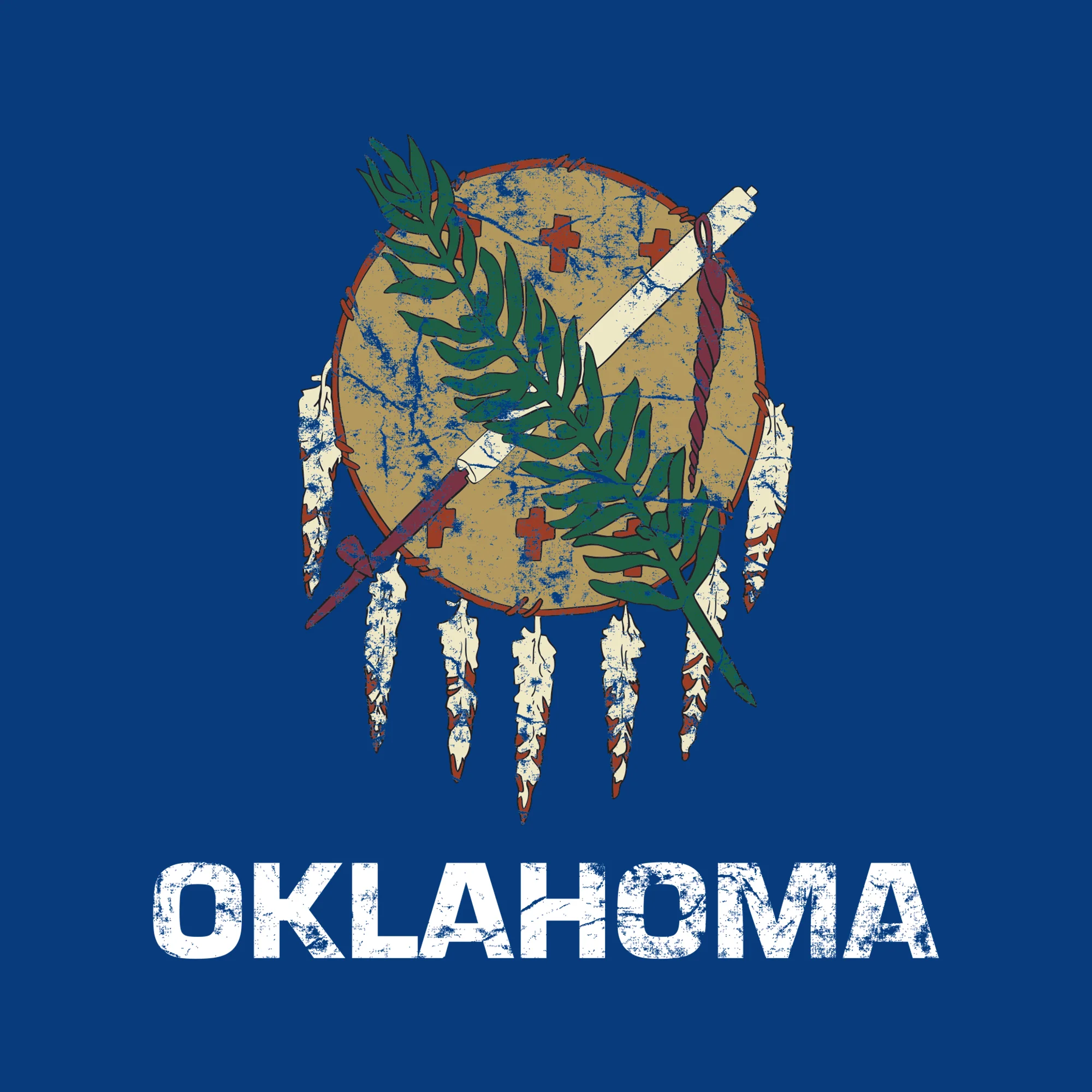 Oklahoma State Flag NLA T-Shirt - Royal - Image 2