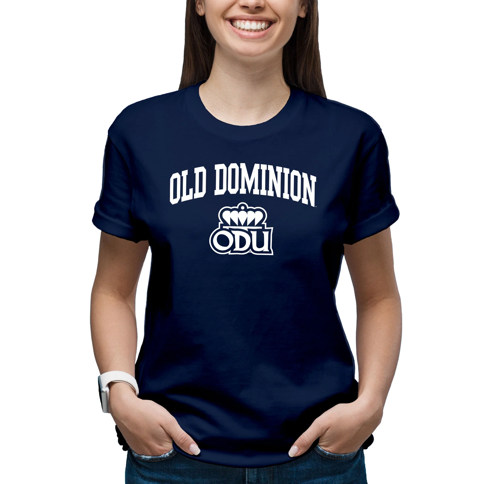 Old Dominion University Monarchs Arch Logo Short Sleeve T Shirt - Navy - Image 5