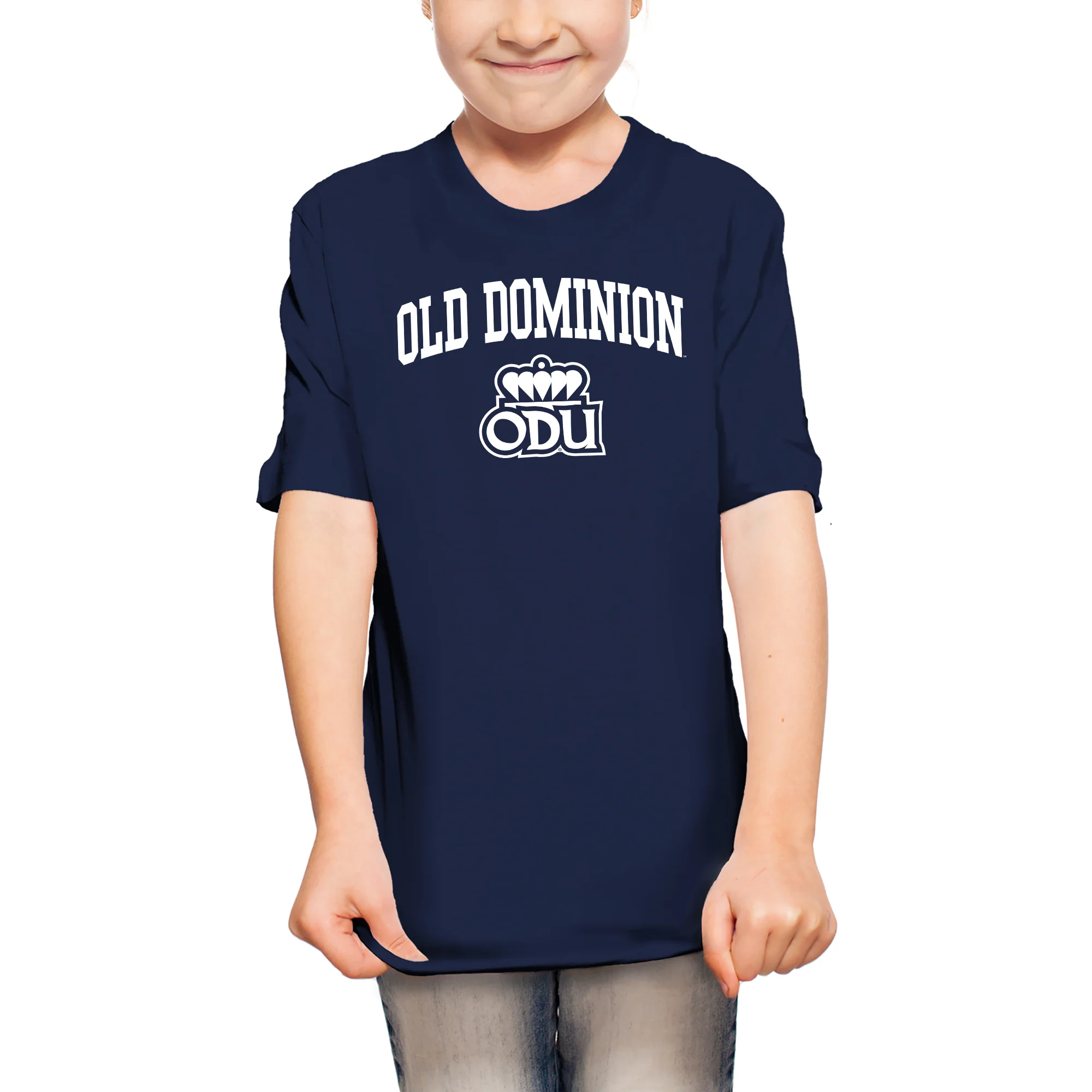 Old Dominion University Monarchs Arch Logo Youth Short Sleeve T Shirt - Navy - Image 5