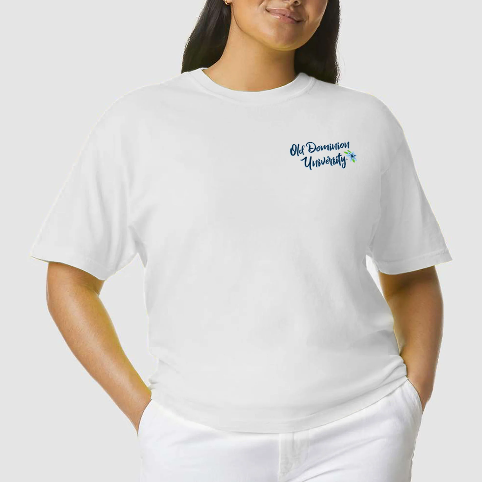 Old Dominion University Monarchs Floral State Comfort Colors Short Sleeve T Shirt - White - Image 3