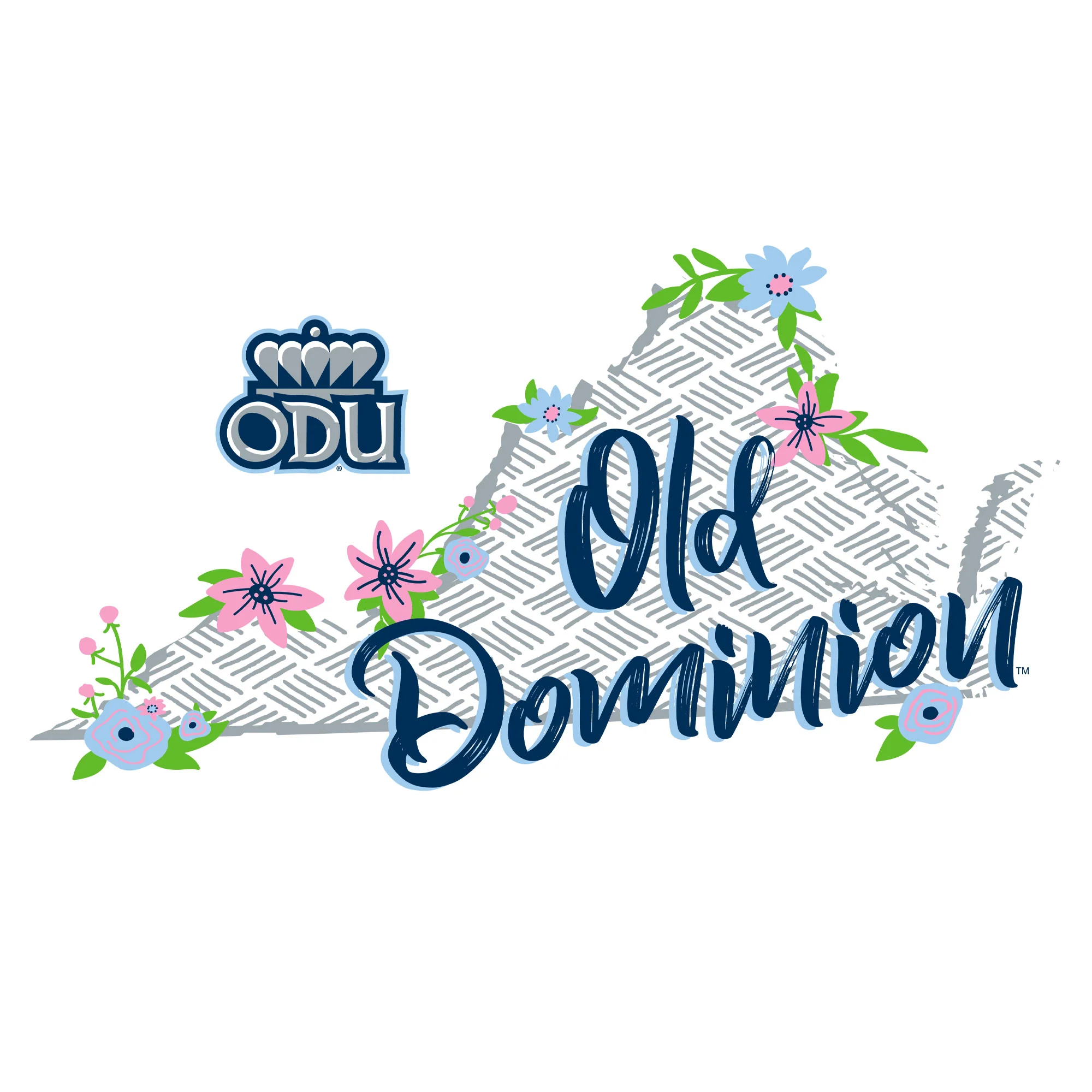 Old Dominion University Monarchs Floral State Comfort Colors Short Sleeve T Shirt - White - Image 4
