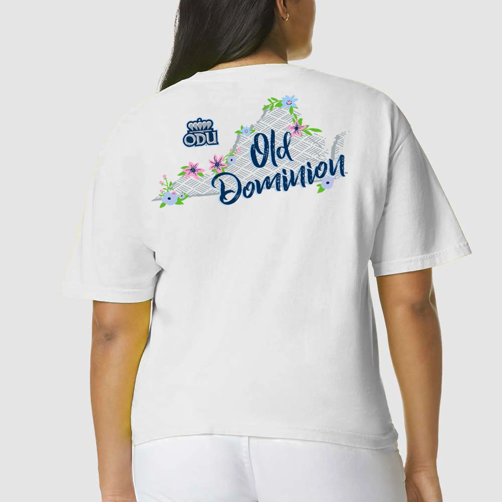 Old Dominion University Monarchs Floral State Comfort Colors Short Sleeve T Shirt - White - Image 5