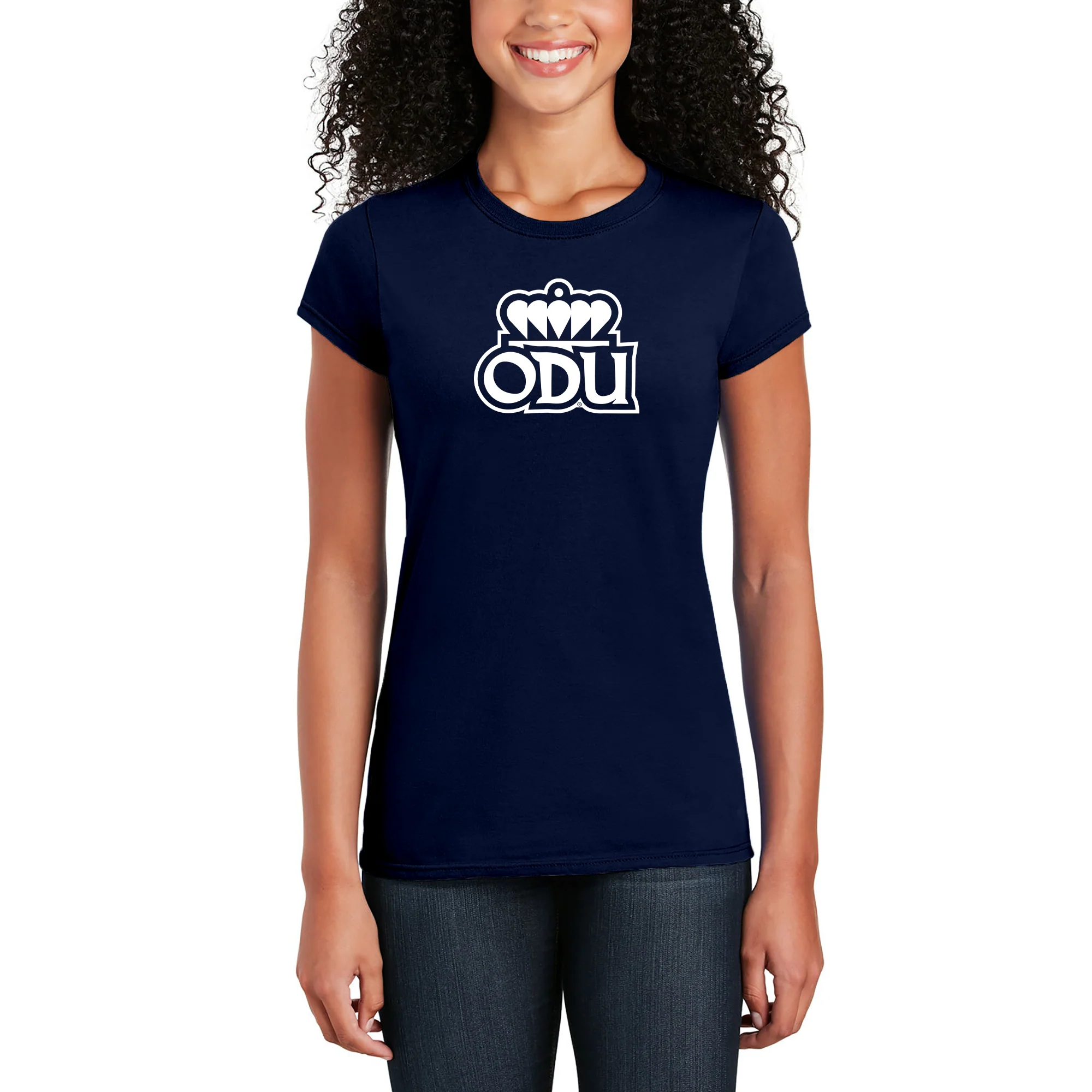 Old Dominion University Monarchs Primary Logo Womens Short Sleeve T Shirt - Navy - Image 4