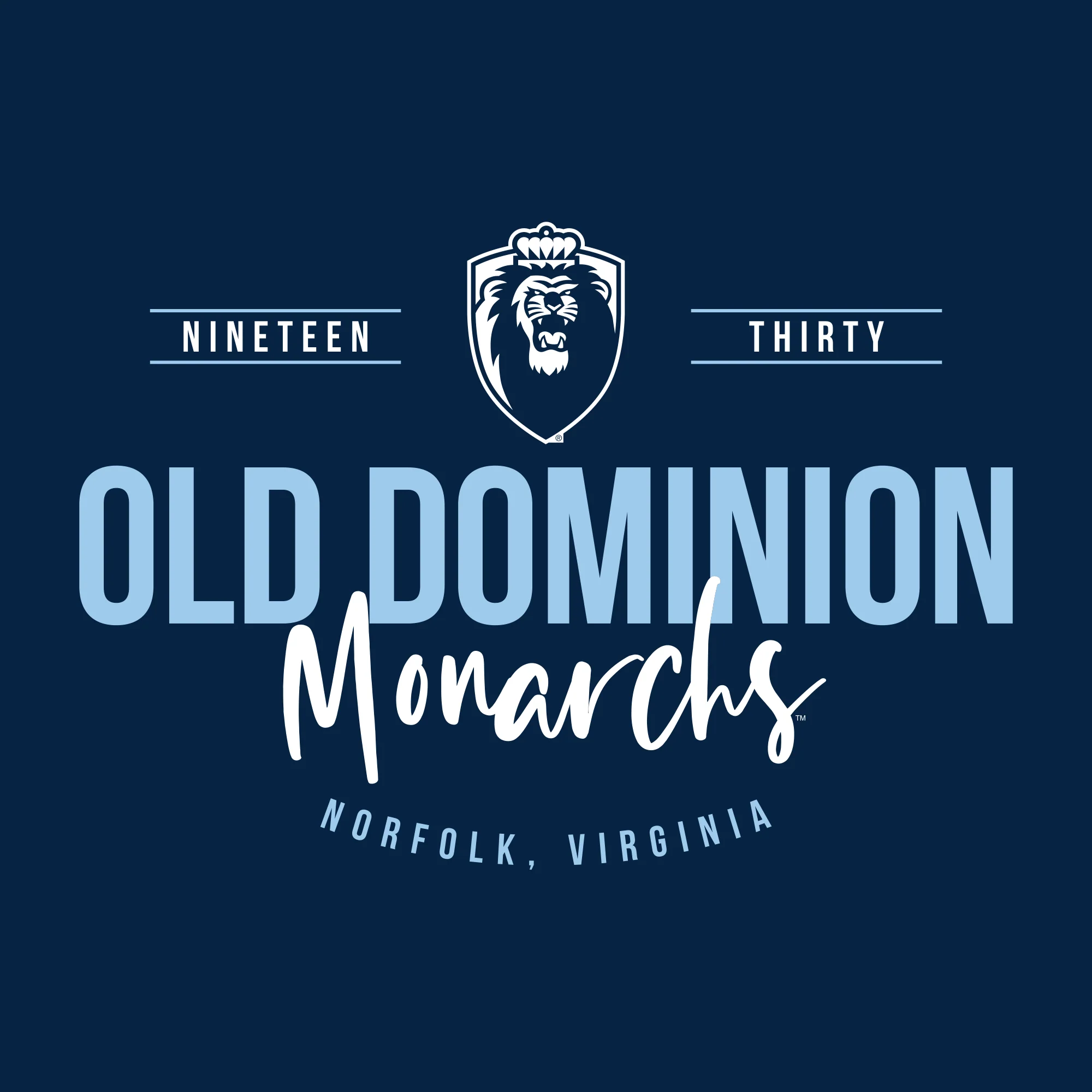 Old Dominion University Monarchs Harbor Script Canvas Short Sleeve Triblend T-Shirt - Solid Navy - Image 2