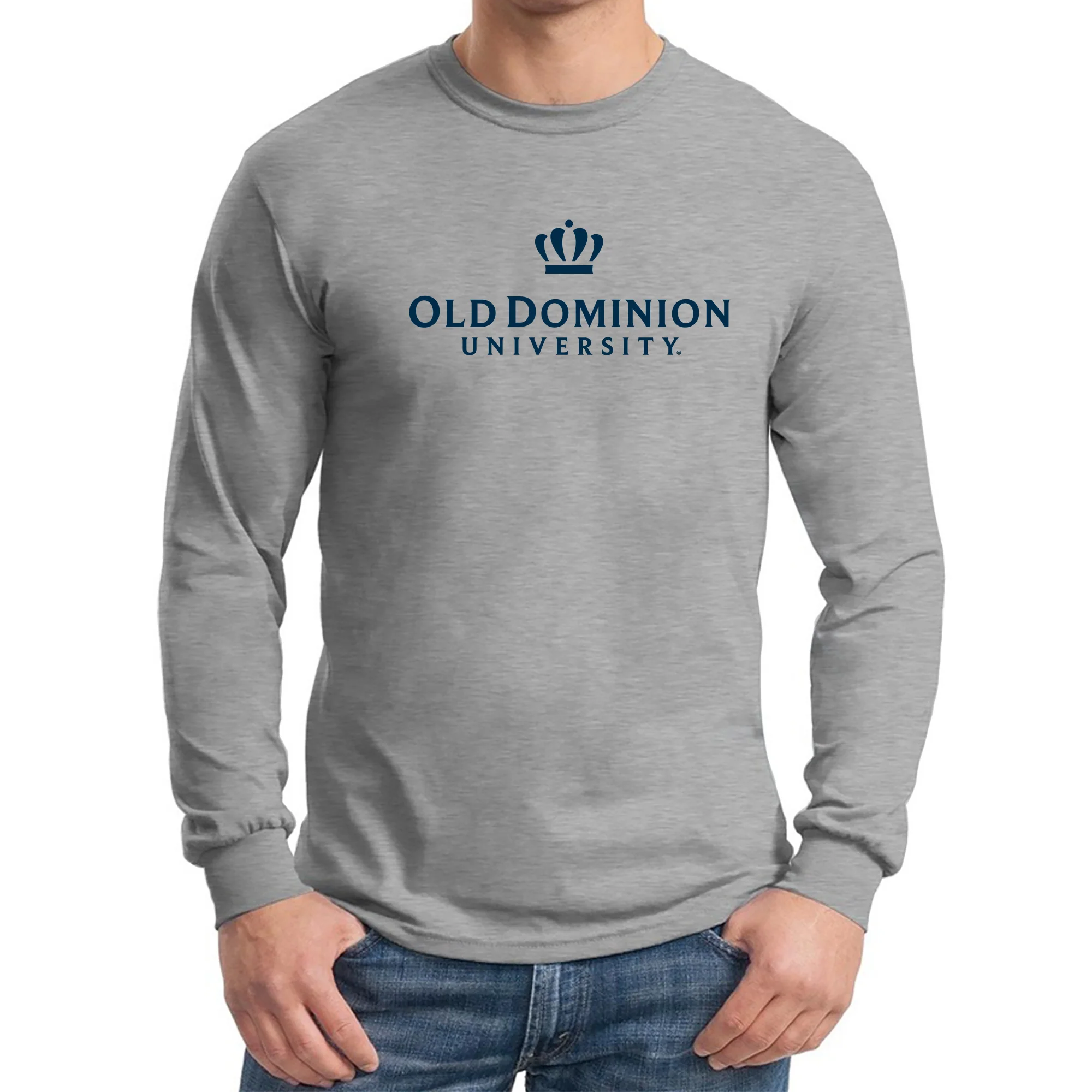 Old Dominion University Monarchs Institutional Logo Long Sleeve T Shirt - Sport Grey - Image 4