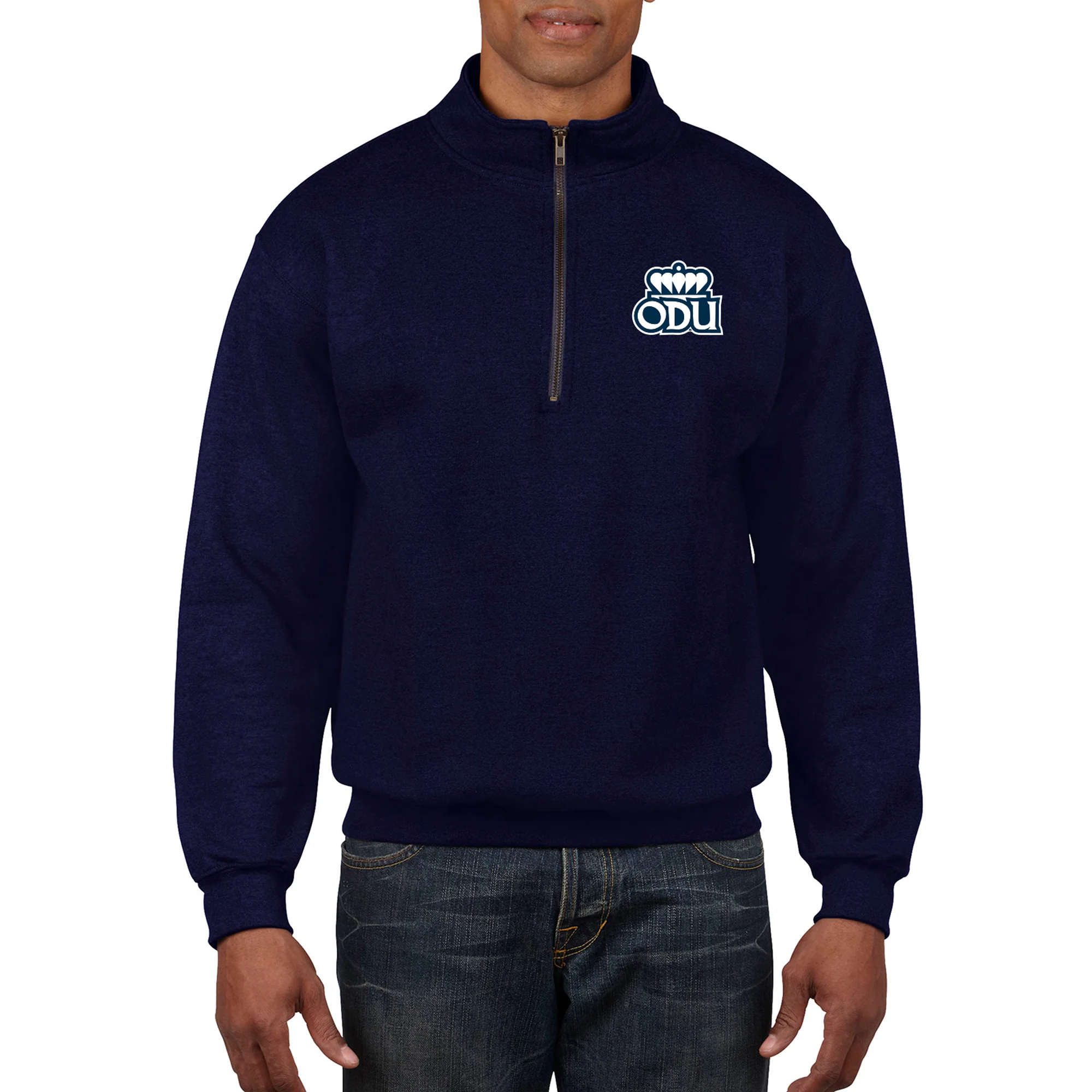 Old Dominion University Monarchs Primary Logo 1/4 Zip Sweatshirt - Navy - Image 4
