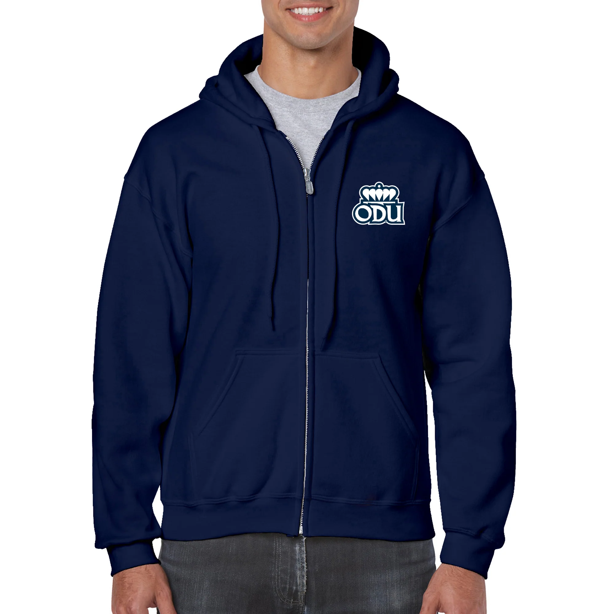 Old Dominion University Monarchs Primary Logo Full Zip Hoodie - Navy - Image 3