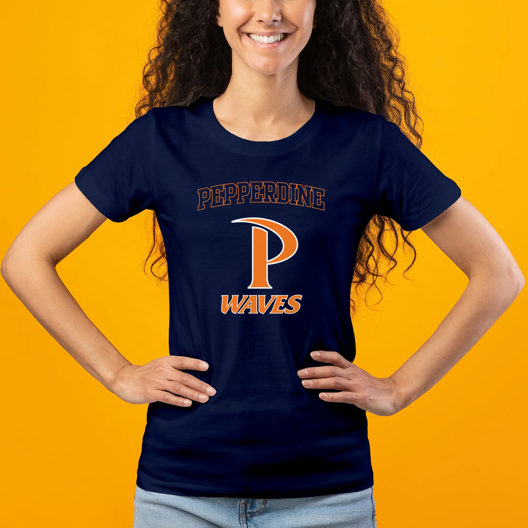 Pepperdine University Waves Arch Logo Women's T-Shirt - Navy - Image 3