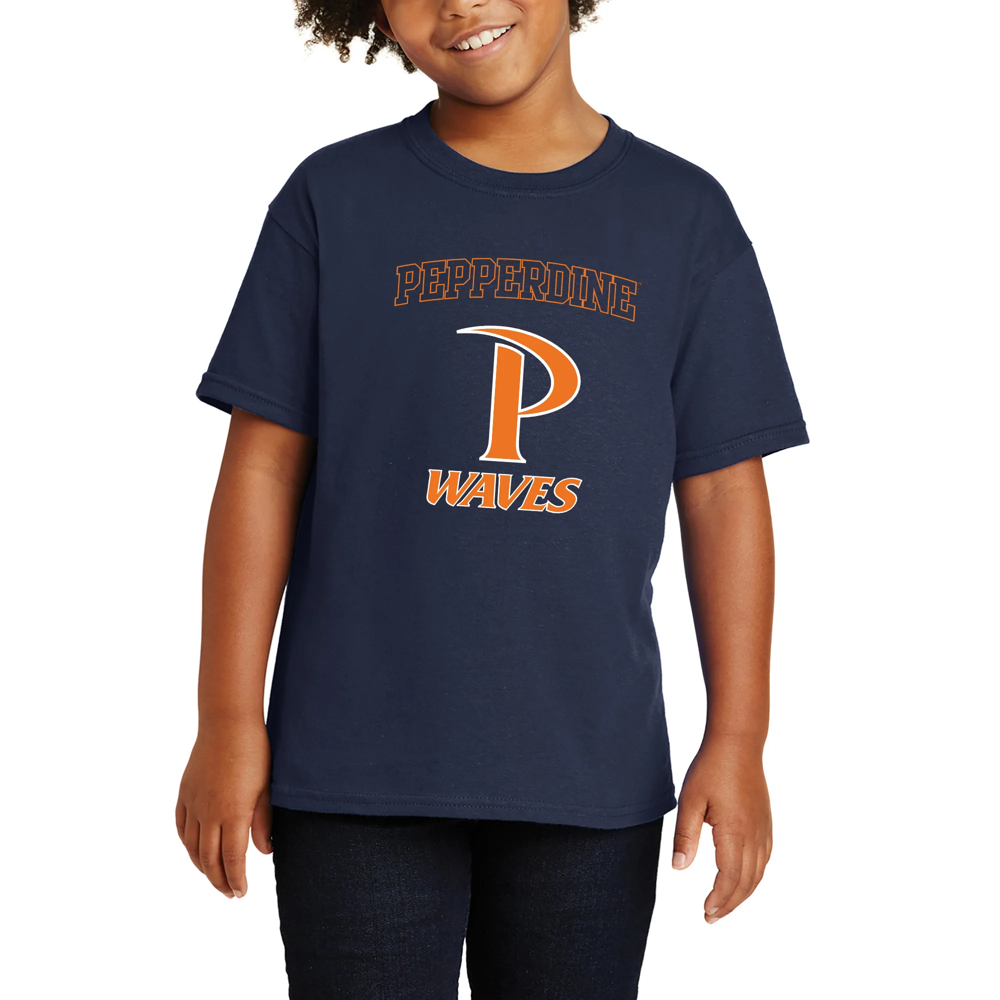 Pepperdine University Waves Arch Logo Youth T-Shirt - Navy - Image 4