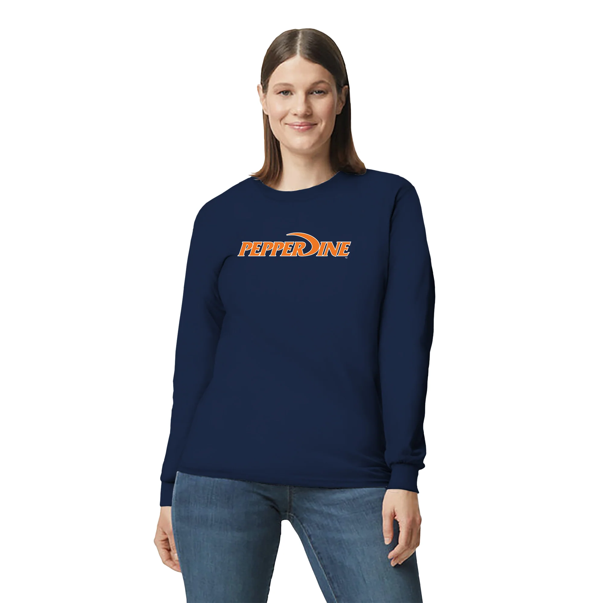 Pepperdine University Waves Basic Block Long Sleeve T-Shirt - Navy - Image 4
