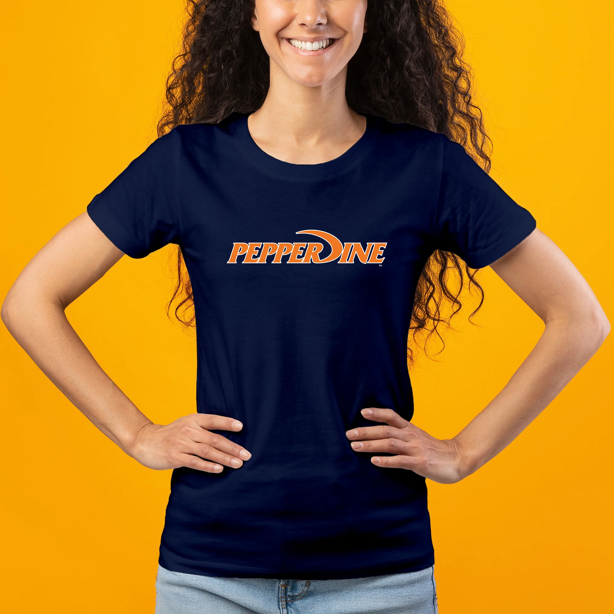 Pepperdine University Waves Basic Block Women's T-Shirt - Navy - Image 4