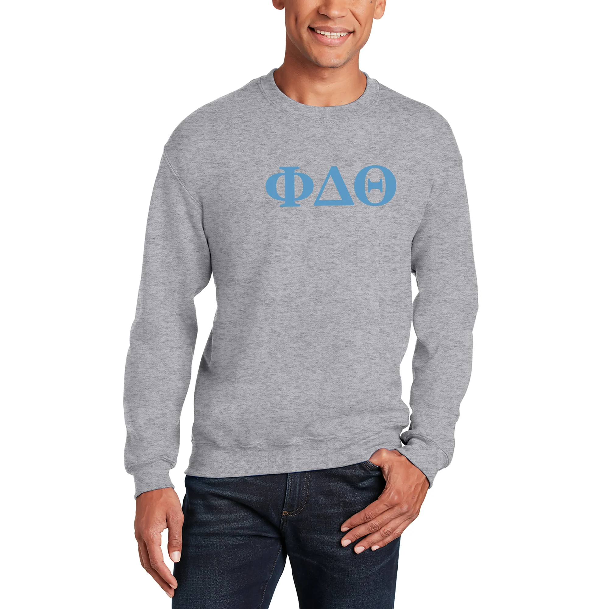 Phi Delta Theta Greek Letter Block Crewneck - Sport Grey - Image 3