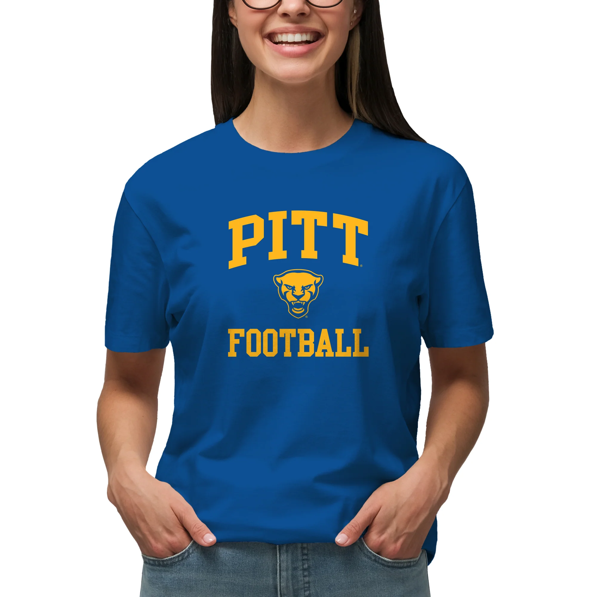 Pittsburgh Arch Logo Football T-Shirt - Royal - Image 4