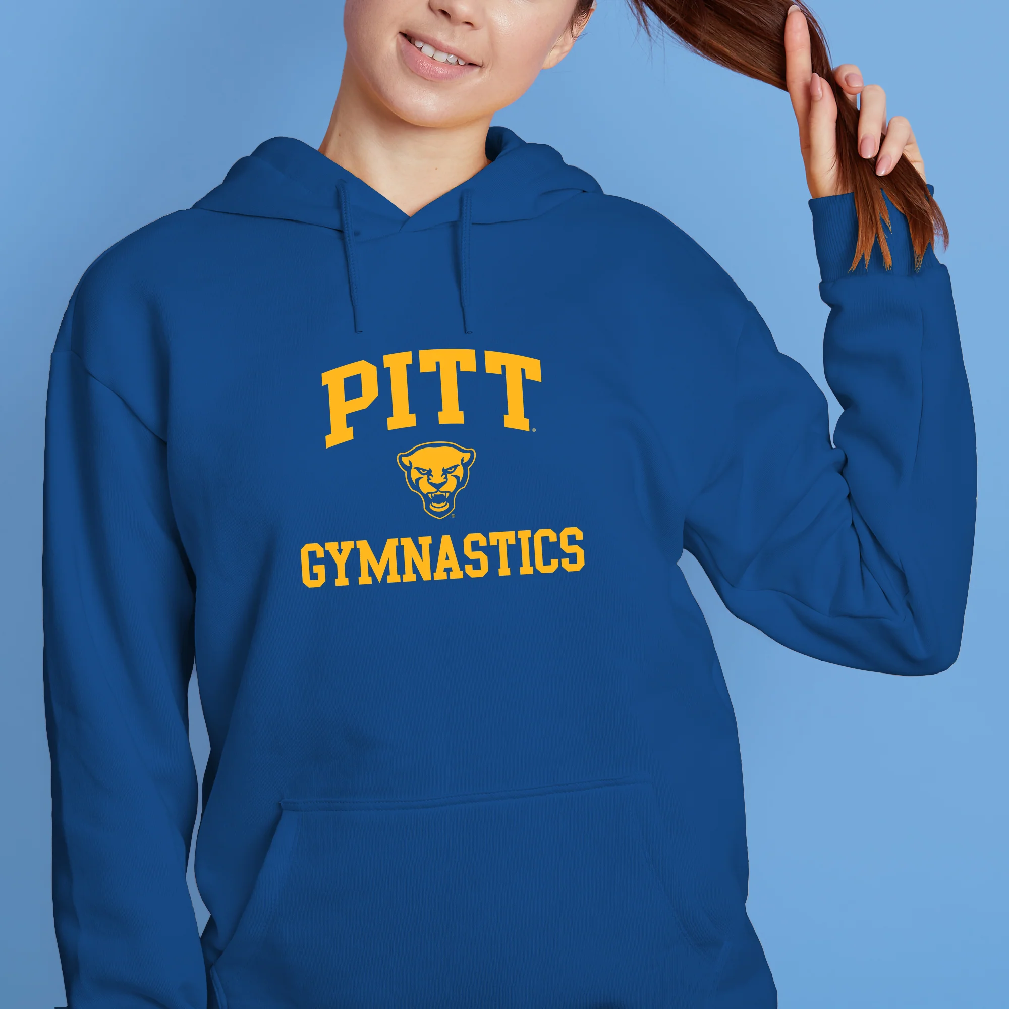 Pittsburgh Arch Logo Gymnastics Hoodie - Royal - Image 4