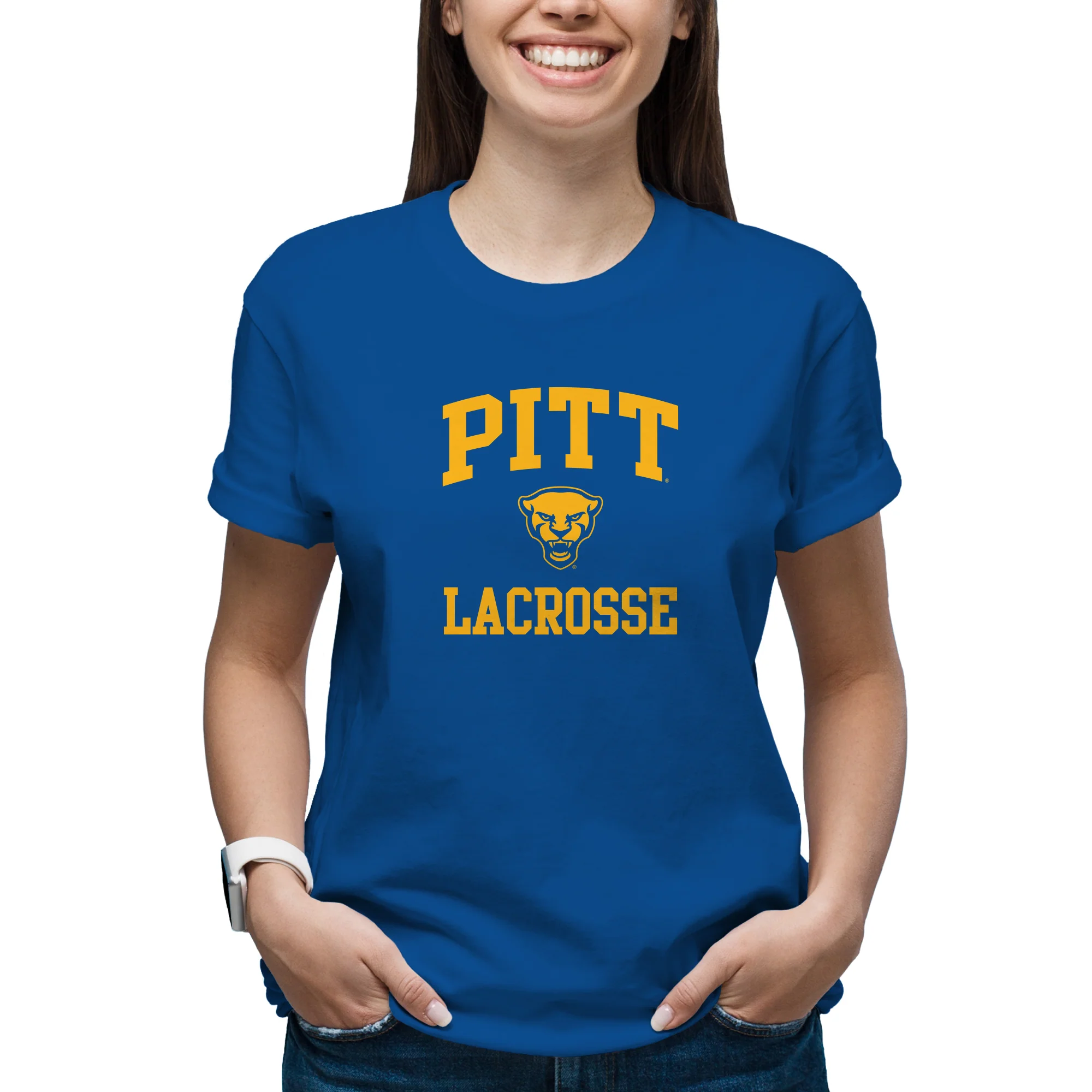 Pittsburgh Arch Logo Lacrosse T-Shirt - Royal - Image 4
