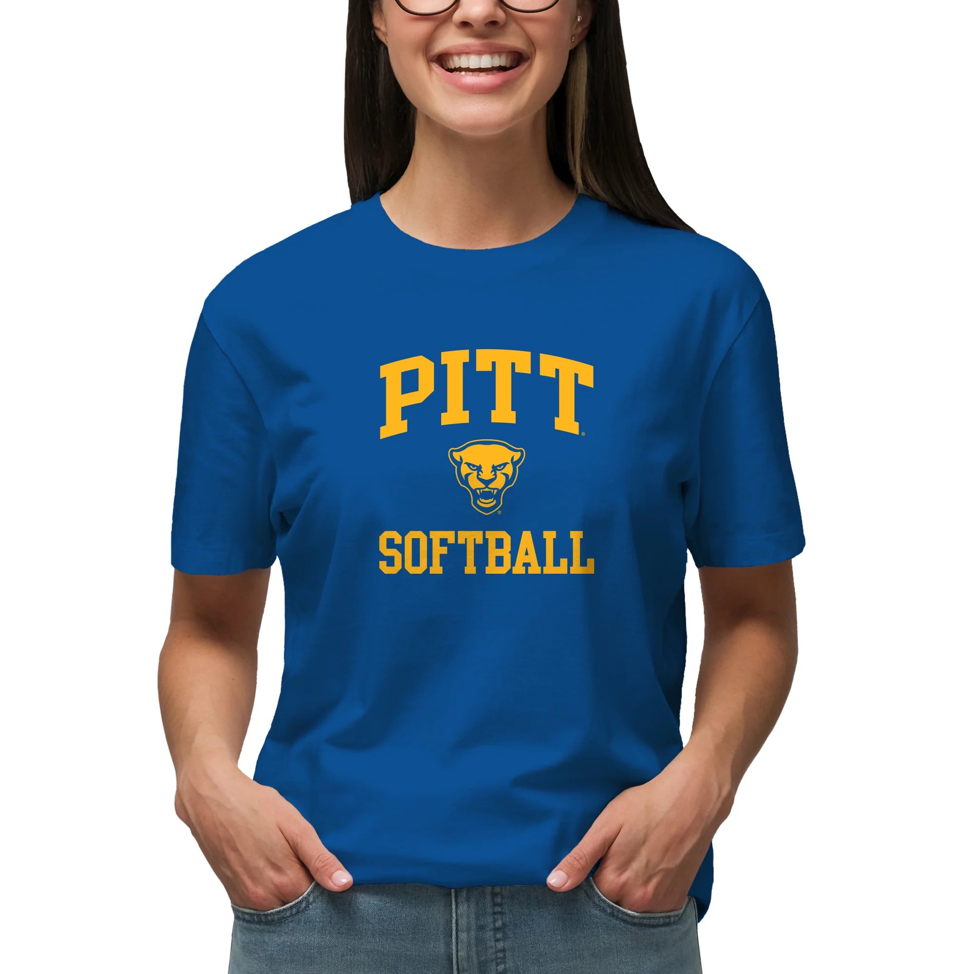 Pittsburgh Arch Logo Softball T-Shirt - Royal - Image 4
