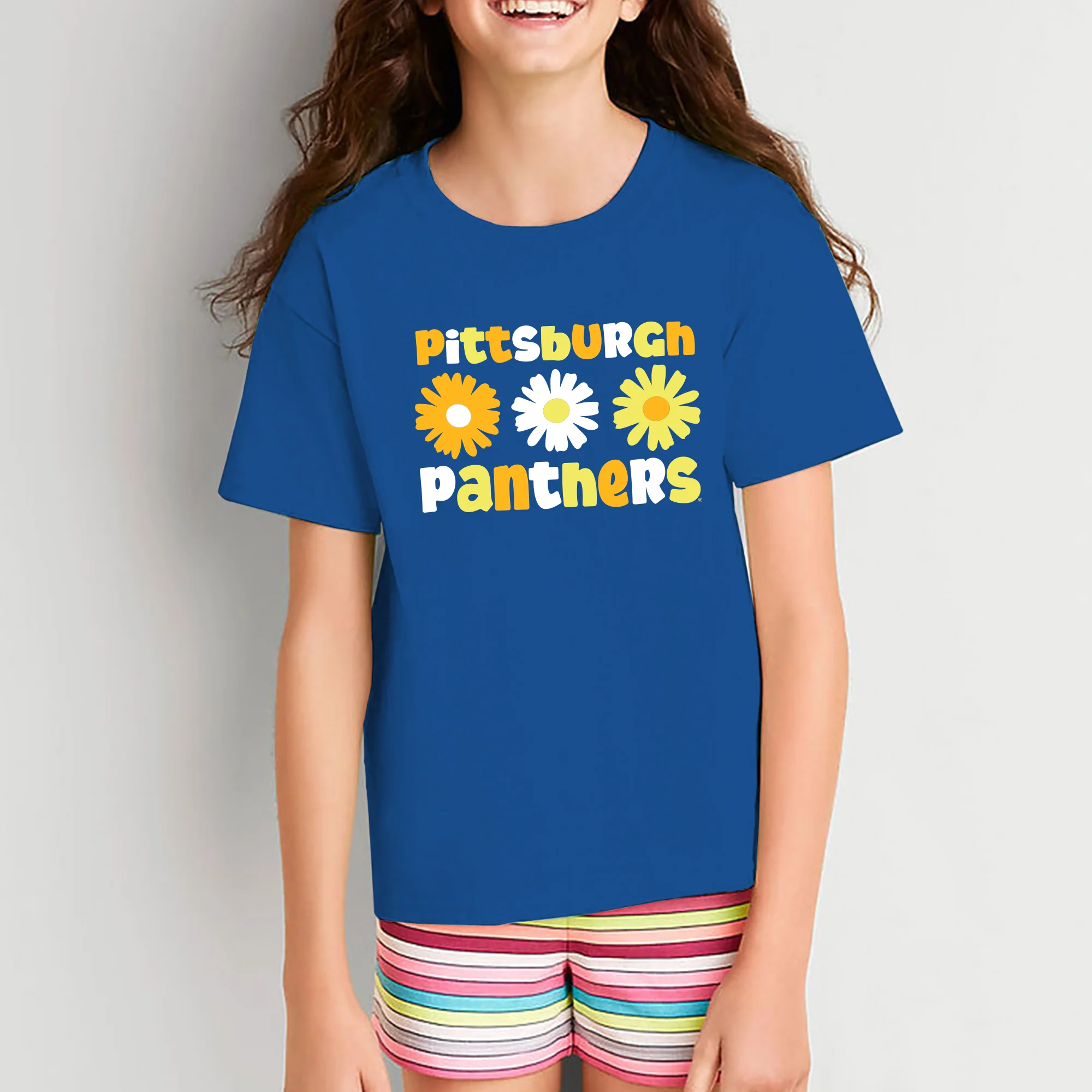 Pittsburgh Daisy Dot Youth T-Shirt - Royal - Image 3