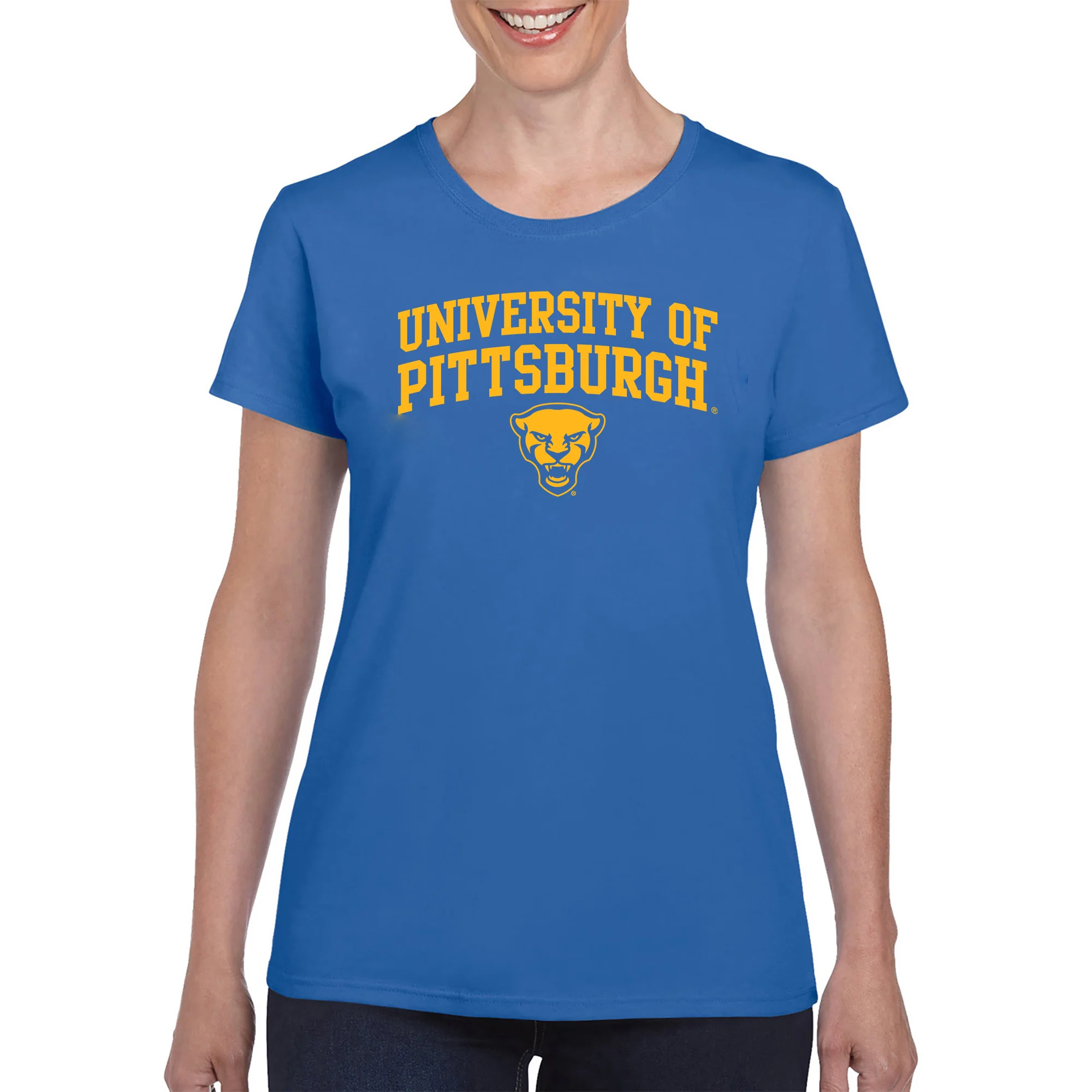 Pittsburgh Panthers Arch Logo Women's T-Shirt - Royal - Image 4