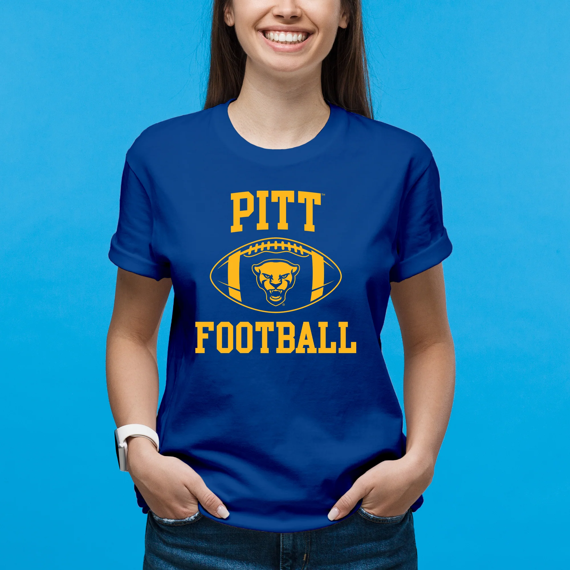 Pittsburgh Panthers Classic Football Arch T-Shirt - Royal - Image 4