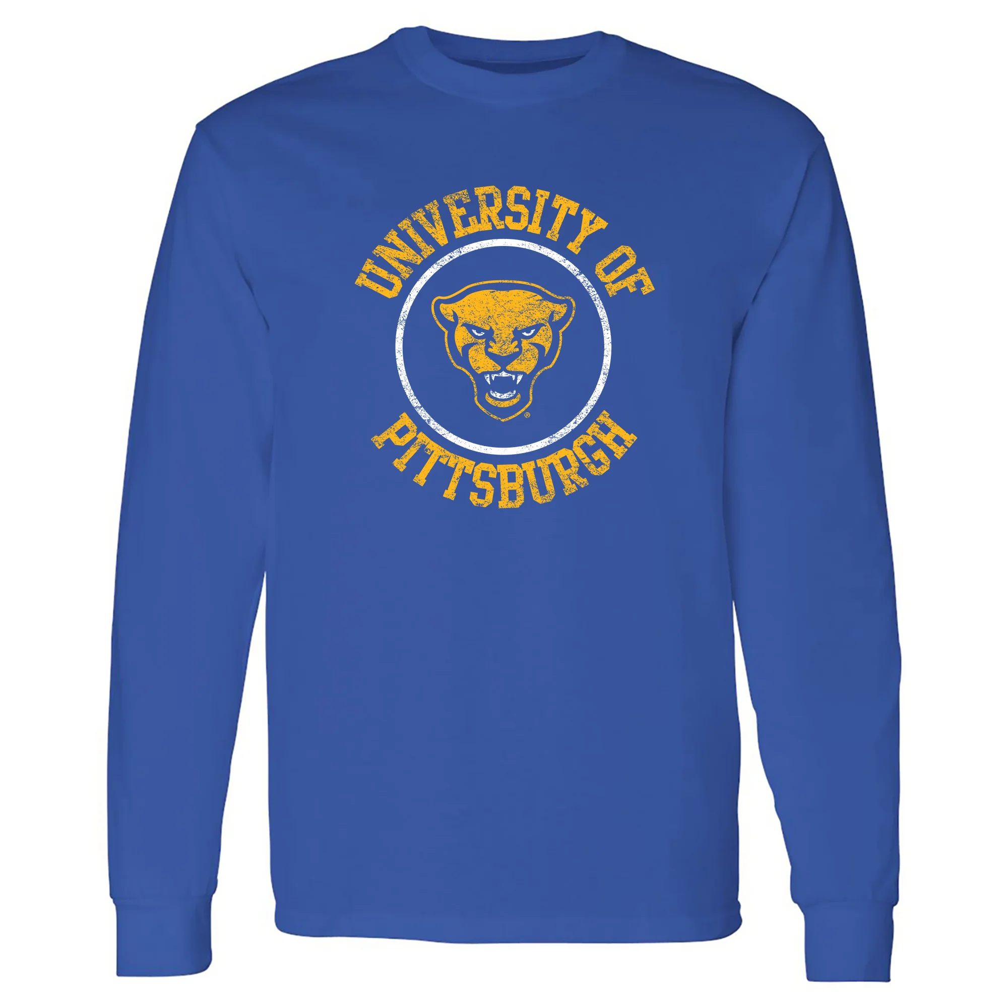 Pittsburgh Panthers Distressed Circle Logo Long Sleeve T-Shirt - Royal