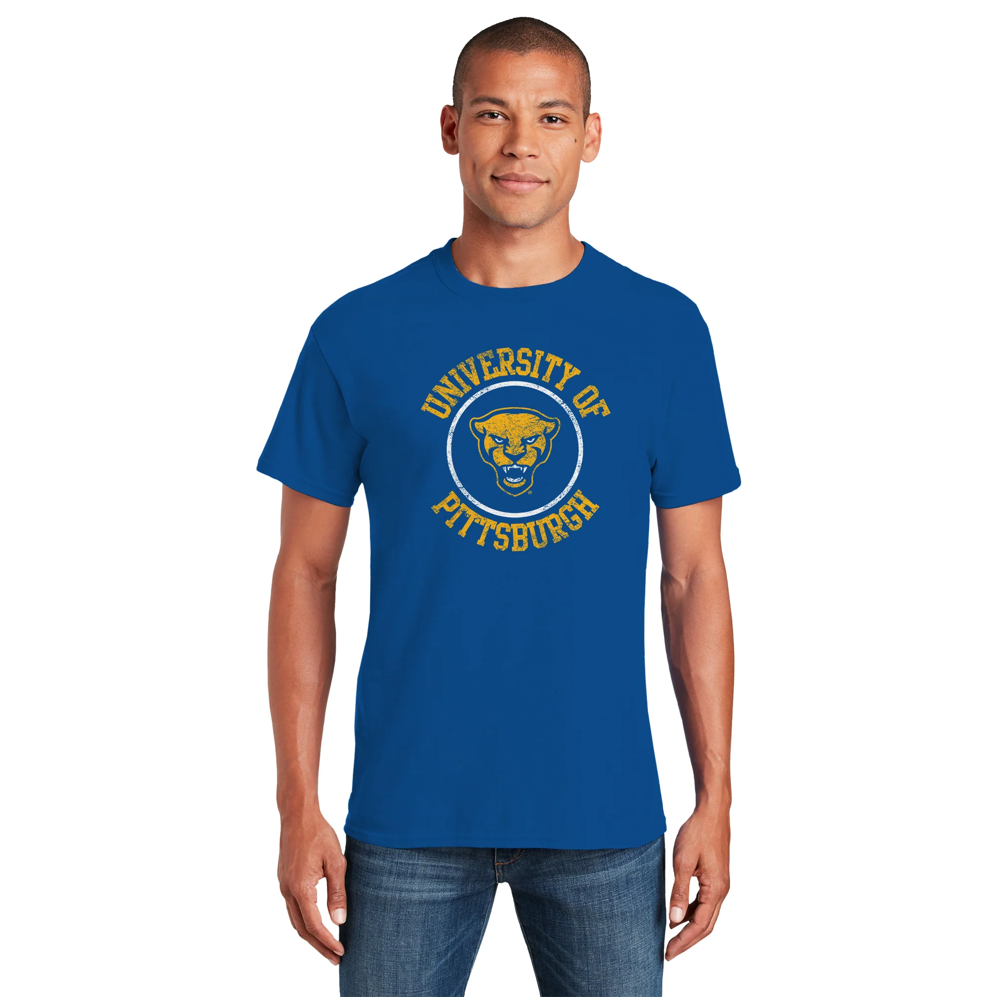 Pittsburgh Panthers Distressed Circle Logo T-Shirt - Royal - Image 3