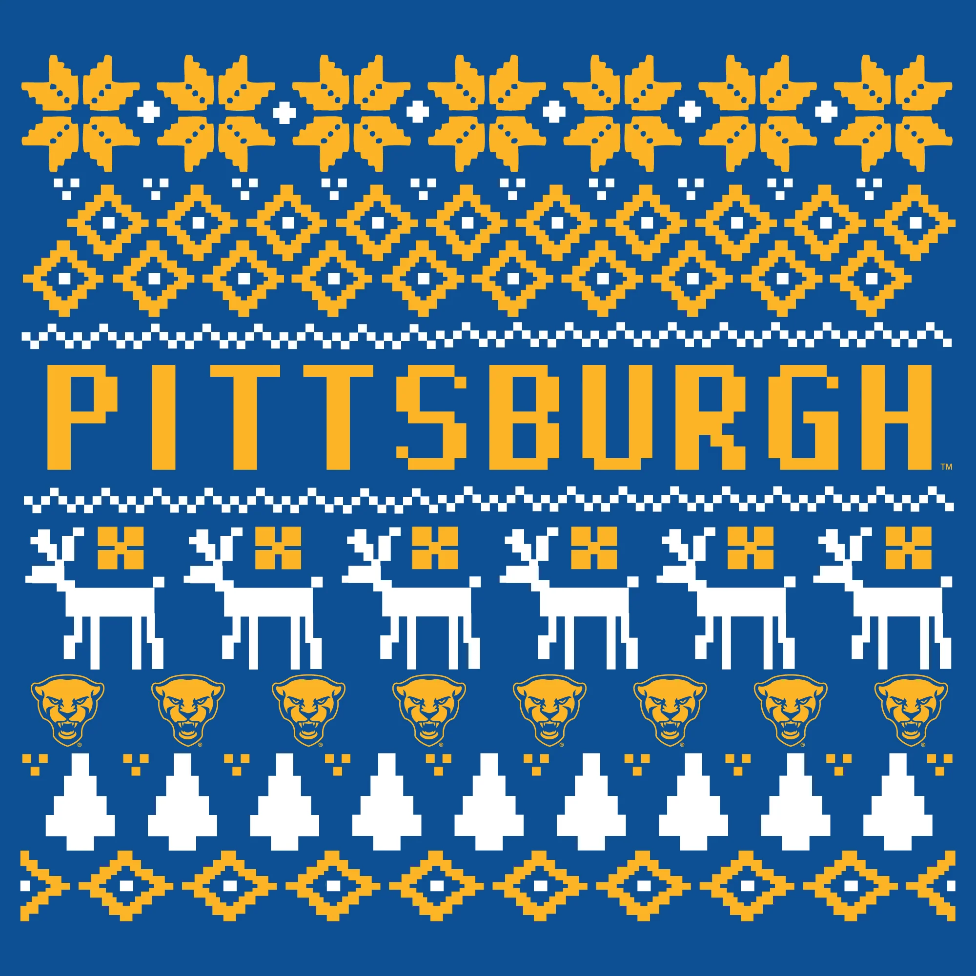 Pittsburgh Panthers Holiday Sweater T-Shirt - Royal - Image 2