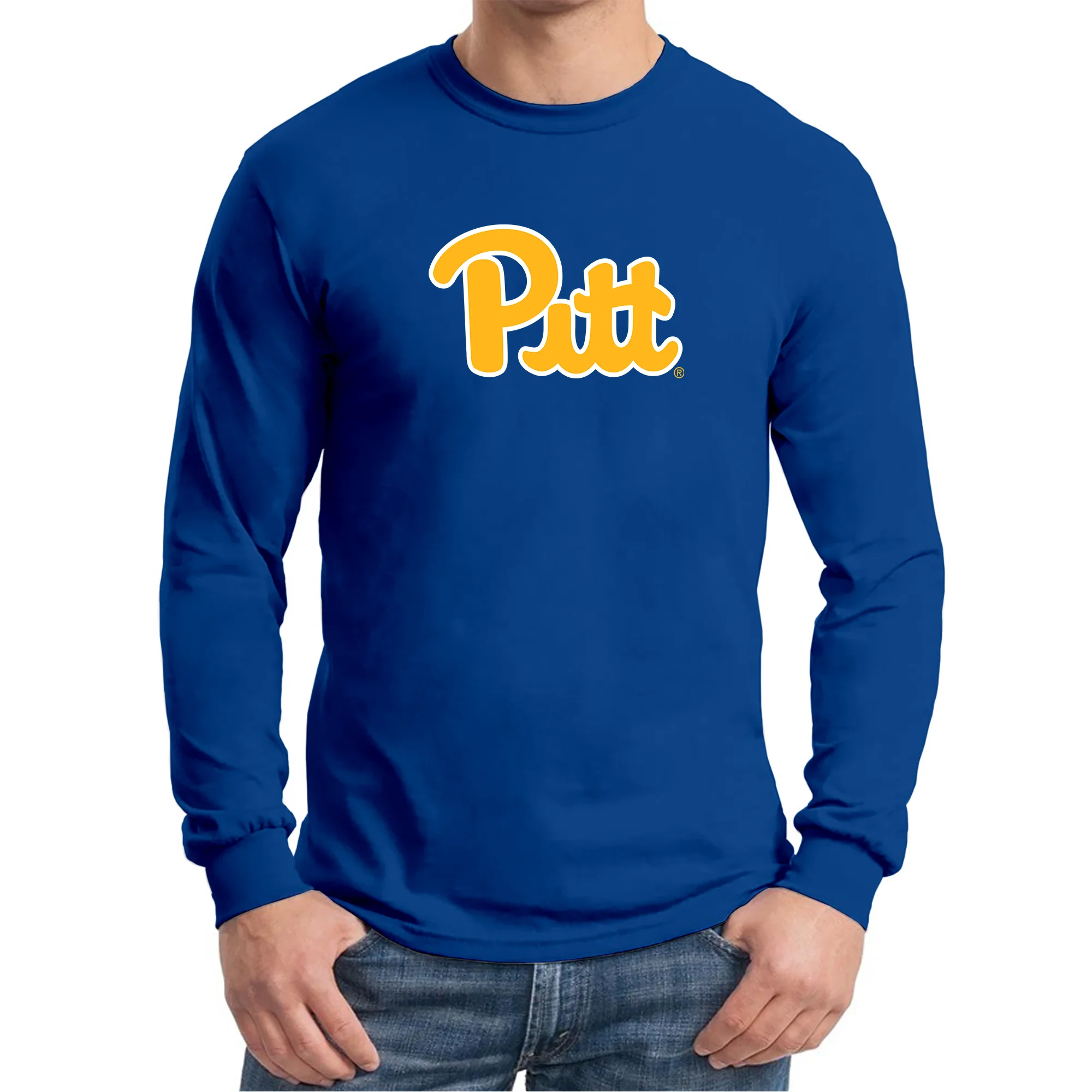 Pittsburgh Panthers Primary Logo Long Sleeve T-Shirt - Royal - Image 4