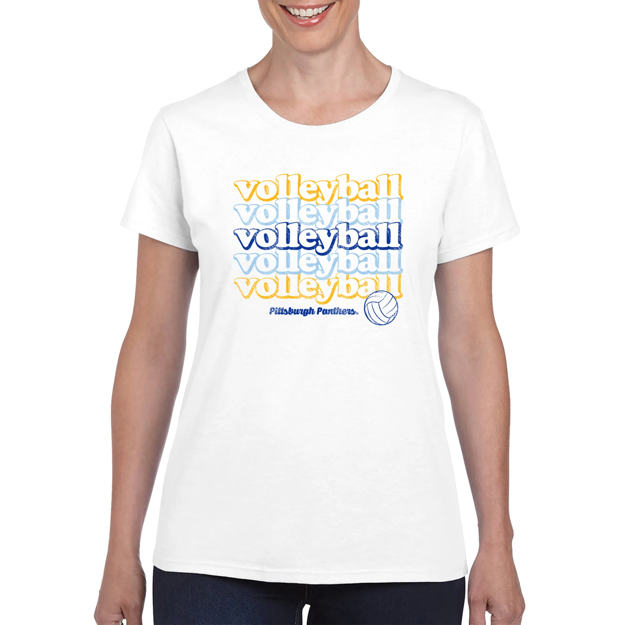 Pittsburgh Volleyball Repeat Women's T-Shirt - White - Image 3