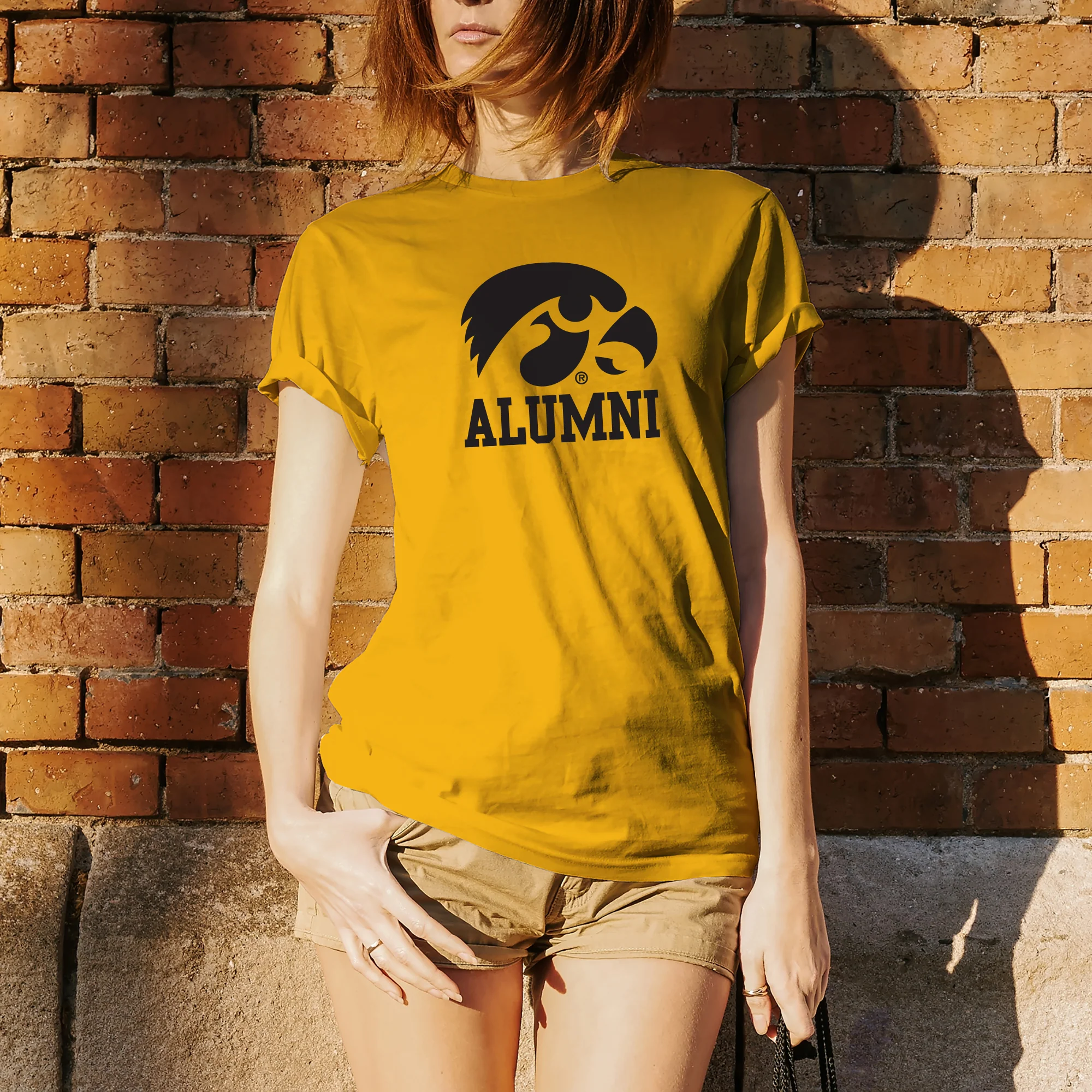 Primary Alumni Iowa Hawekyes Basic Cotton Short Sleeve T Shirt - Gold - Image 4