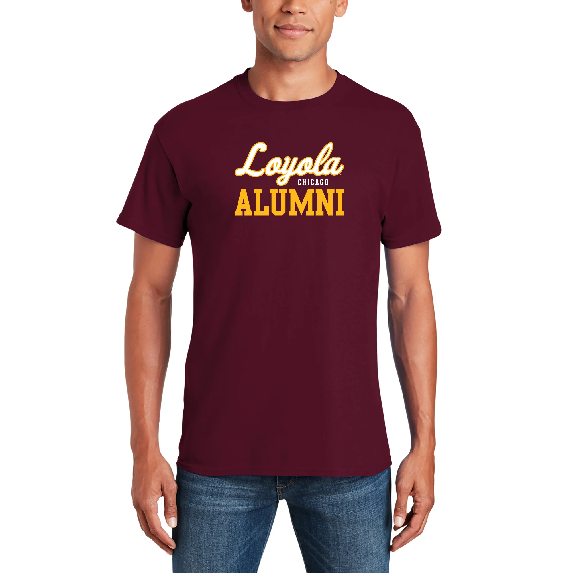 Loyola University of Chicago Ramblers Primary Alumni Basic Cotton Short Sleeve T Shirt - Maroon - Image 3