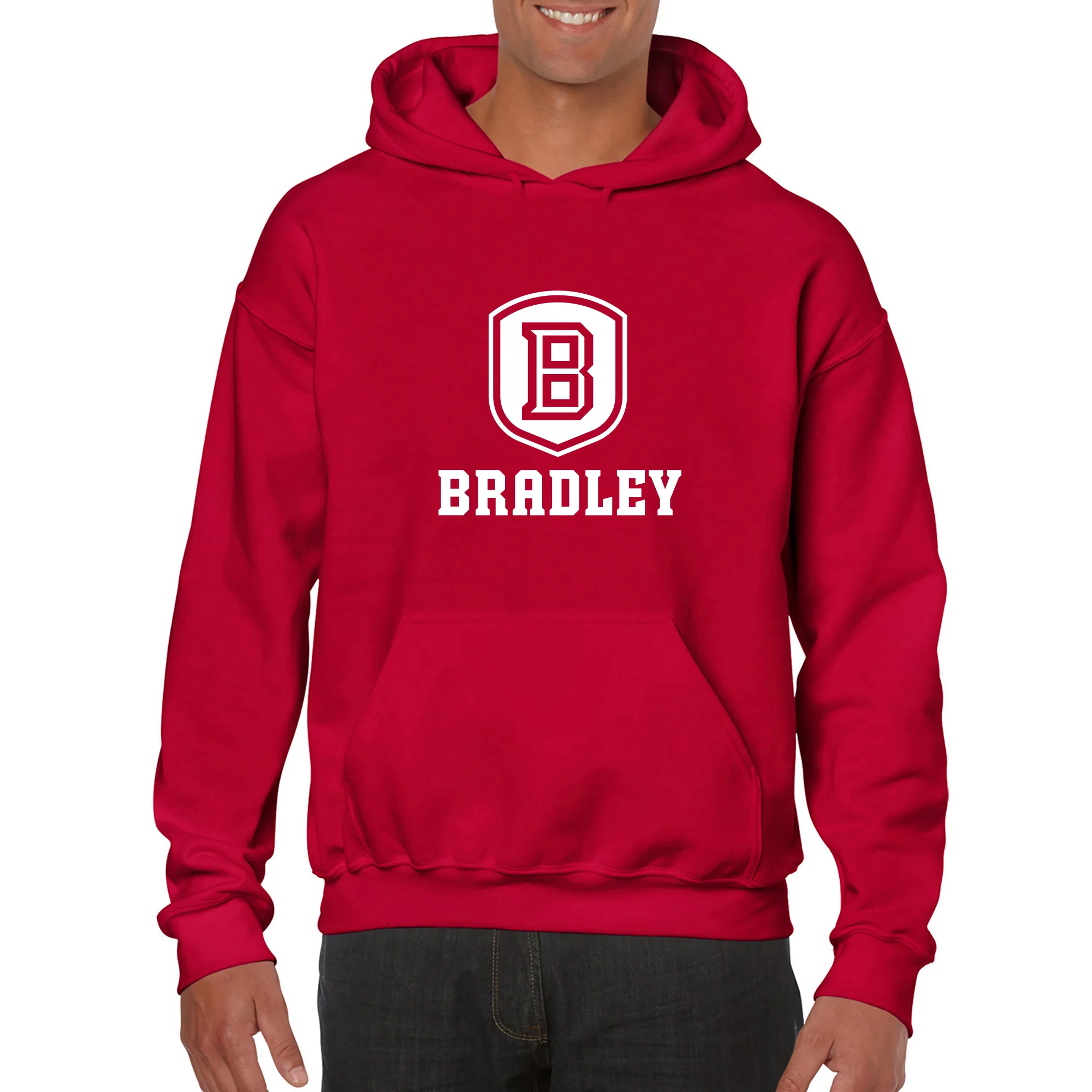 Bradley University Braves Primary Logo Heavy Blend Hoodie - Red - Image 3