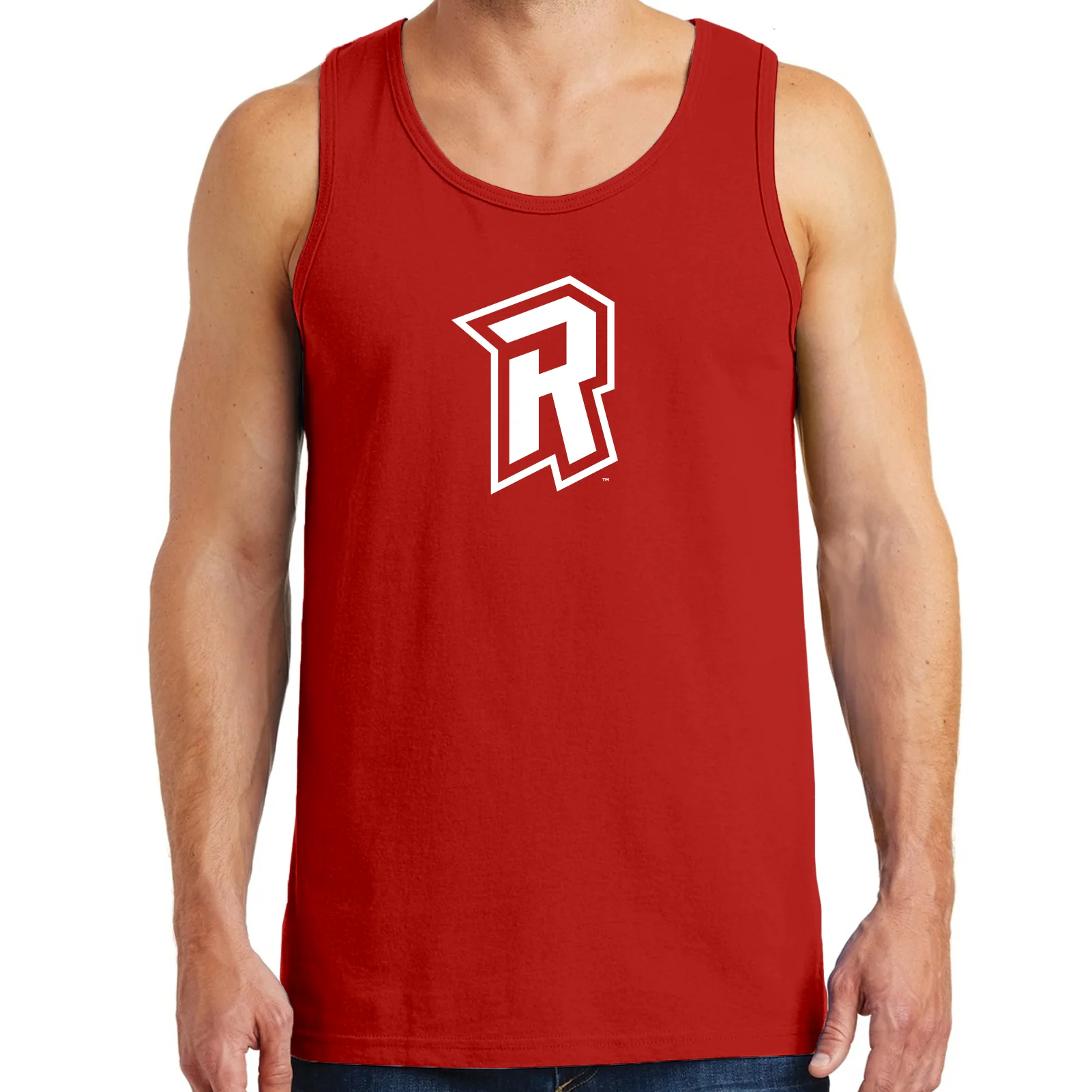 Radford University Highlanders Primary Logo Heavy Cotton Tank Top - Red - Image 3